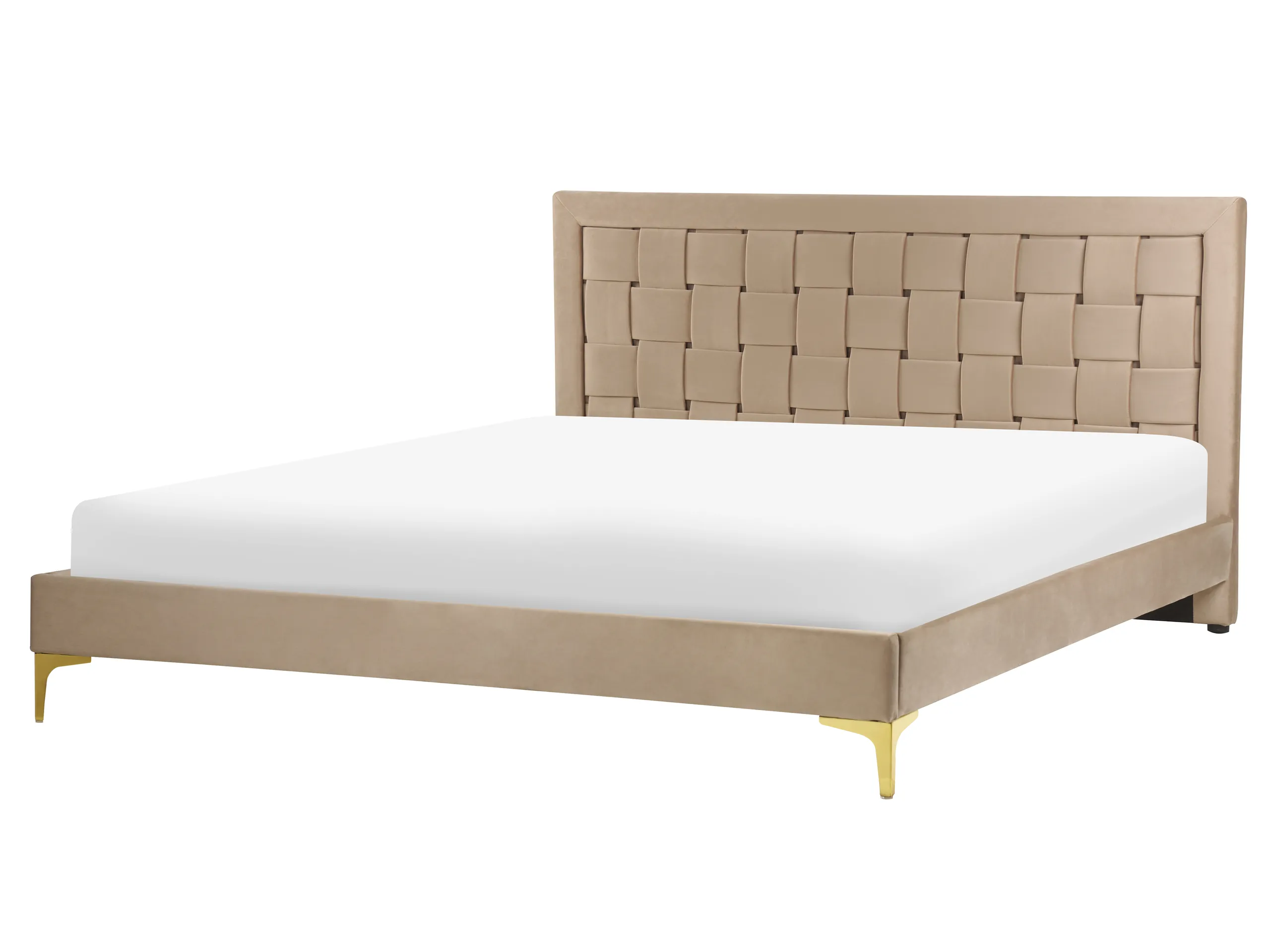 Cama Terciopelo LIMOUX 160 x 200 cm Gris pardo