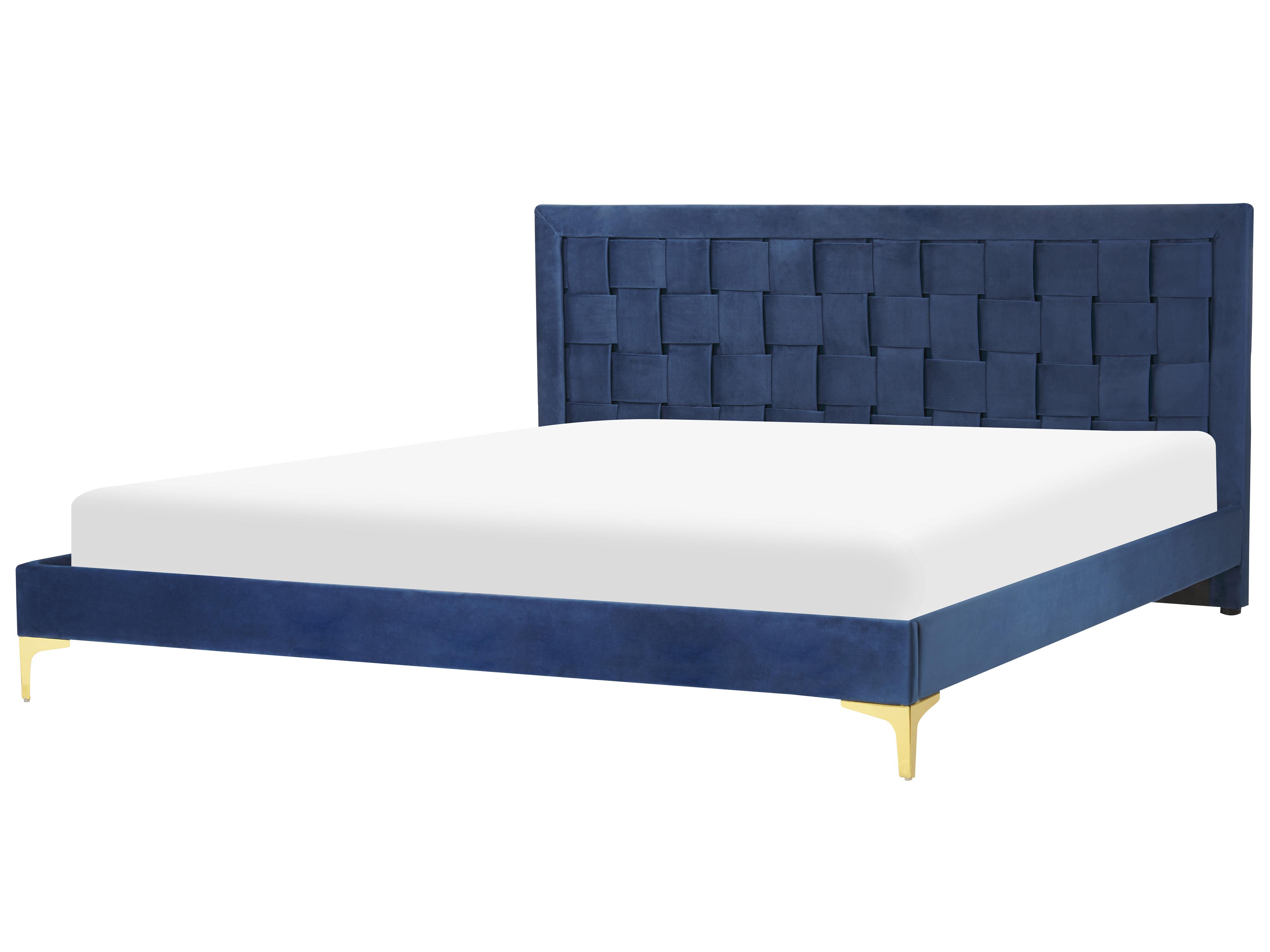 Cama Terciopelo LIMOUX 180 x 200 cm Azul marino