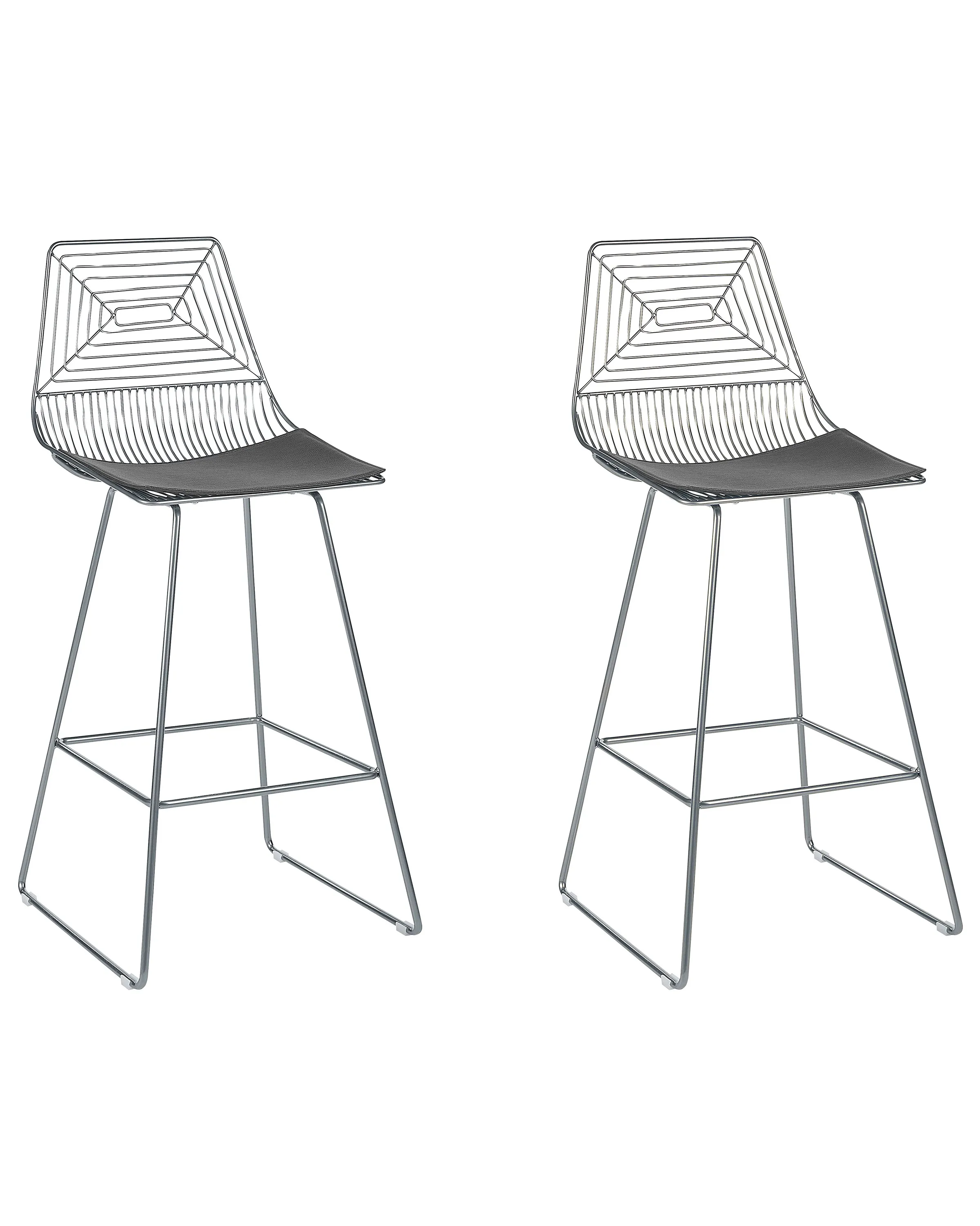 Conjunto de 2 sillas de bar BISBEE Metal Plateado