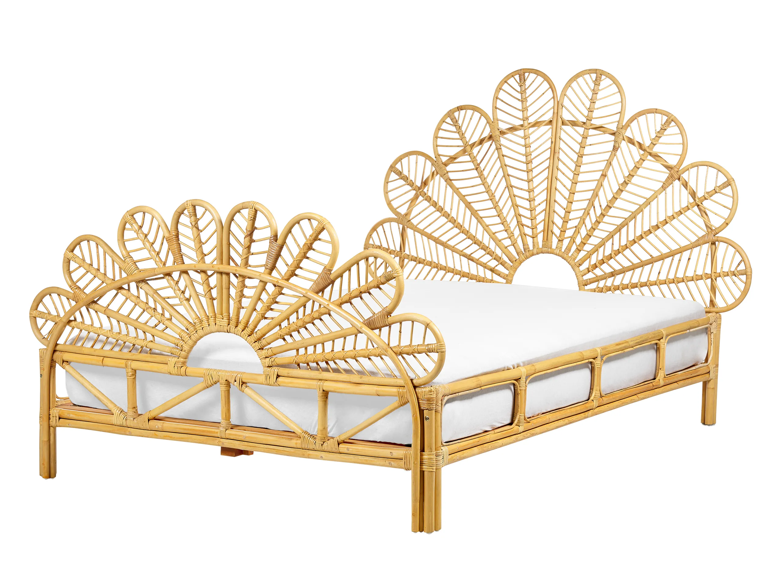 Cama Ratán FLORENTINE 140 x 200 cm Marrón claro