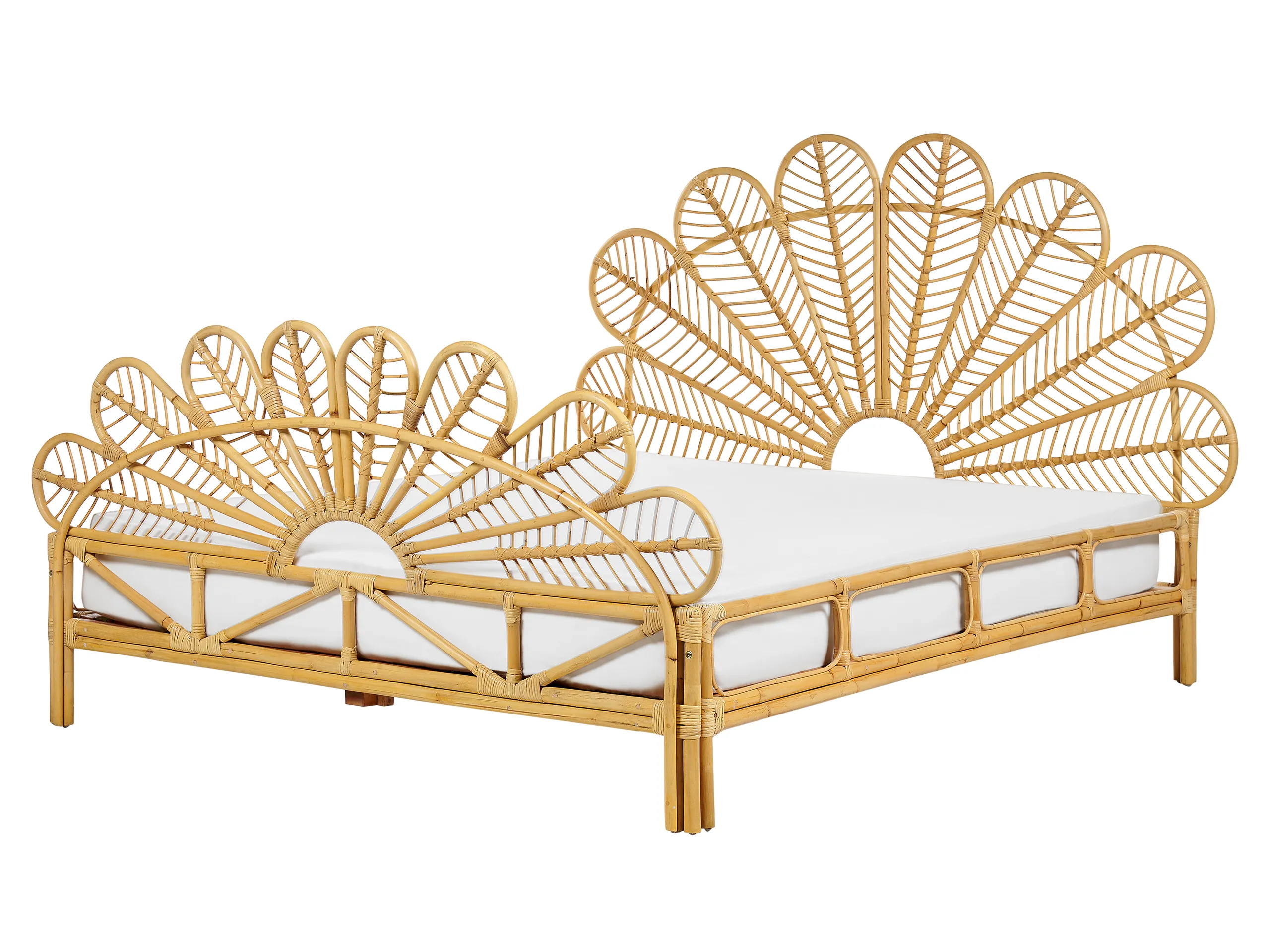 Cama Ratán FLORENTINE 160 x 200 cm Marrón claro