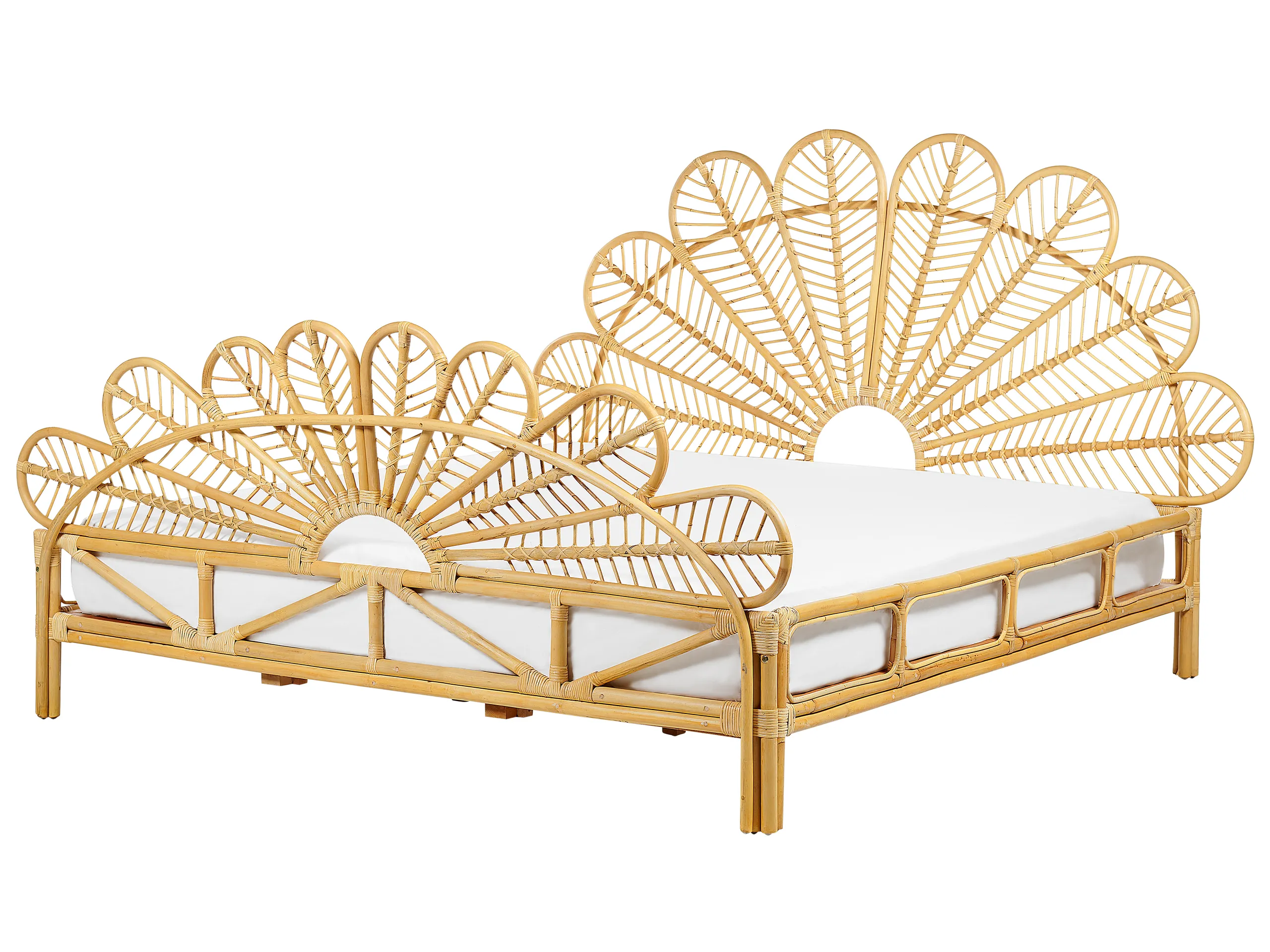 Cama Ratán FLORENTINE 180 x 200 cm Marrón claro