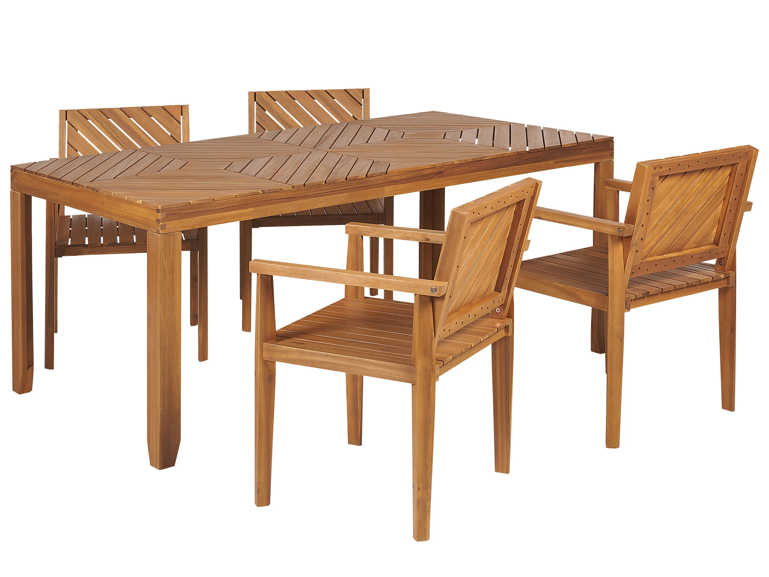 Garden Dining Set 4 Seater BARATTI Acacia Wood Brown