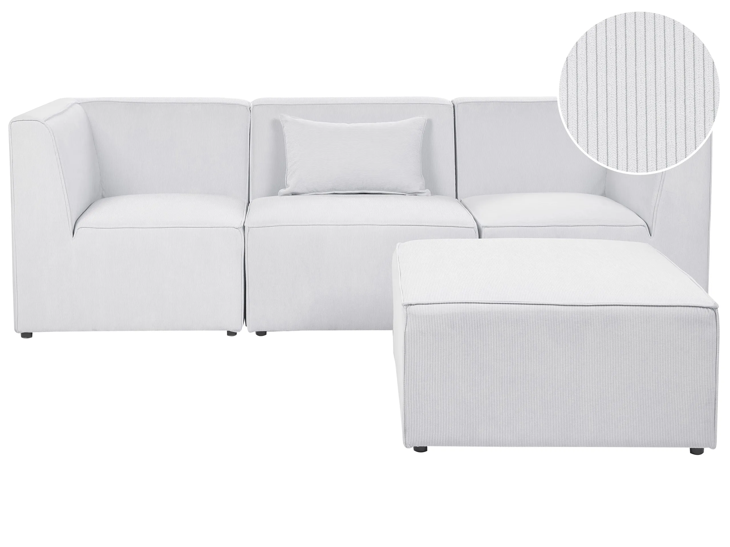 Modular Sofa 3 Seater LEMVIG Corduroy Off-White with Ottoman