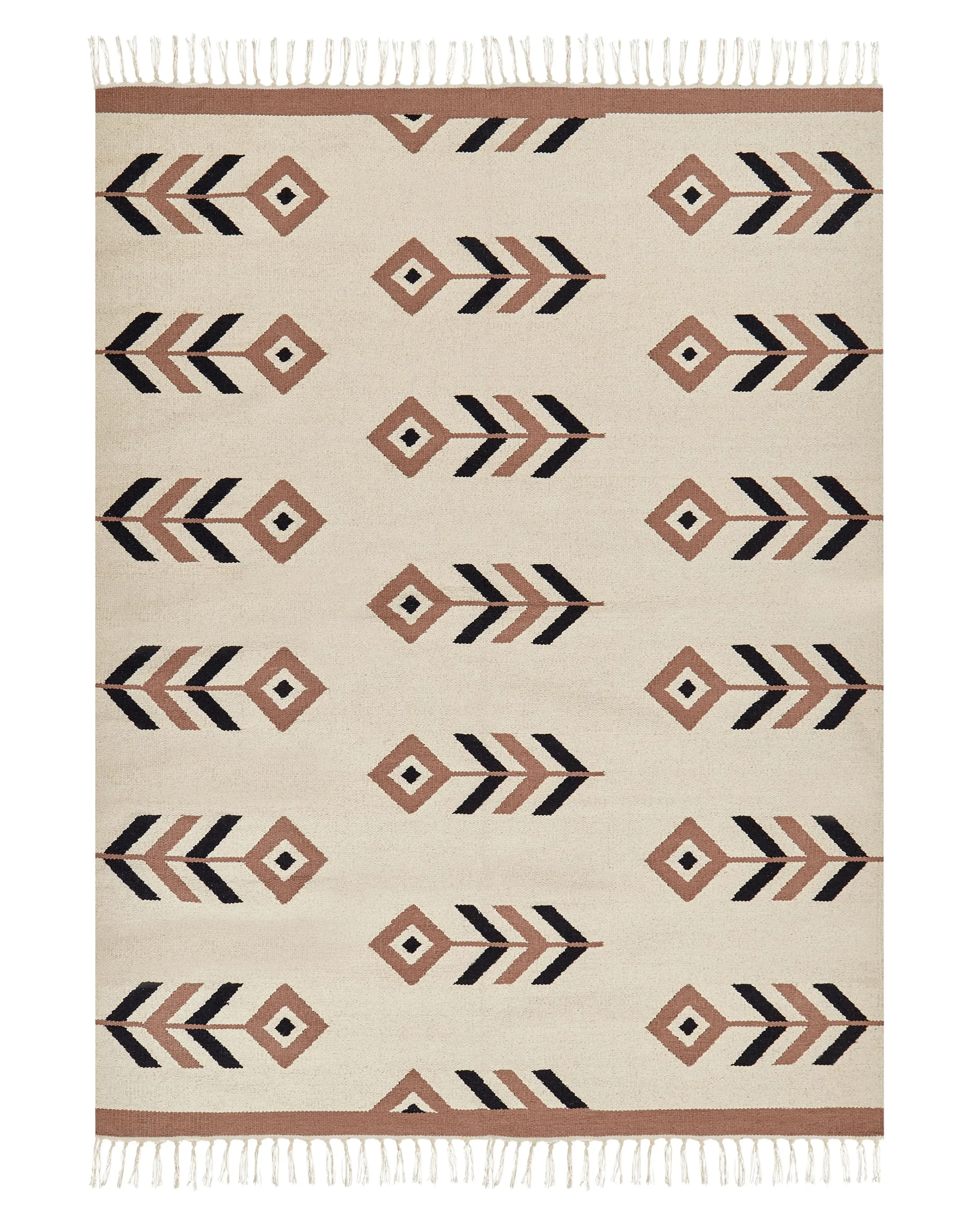 Alfombra NIAVAN Beige 140 x 200 cm Algodón Kilim
