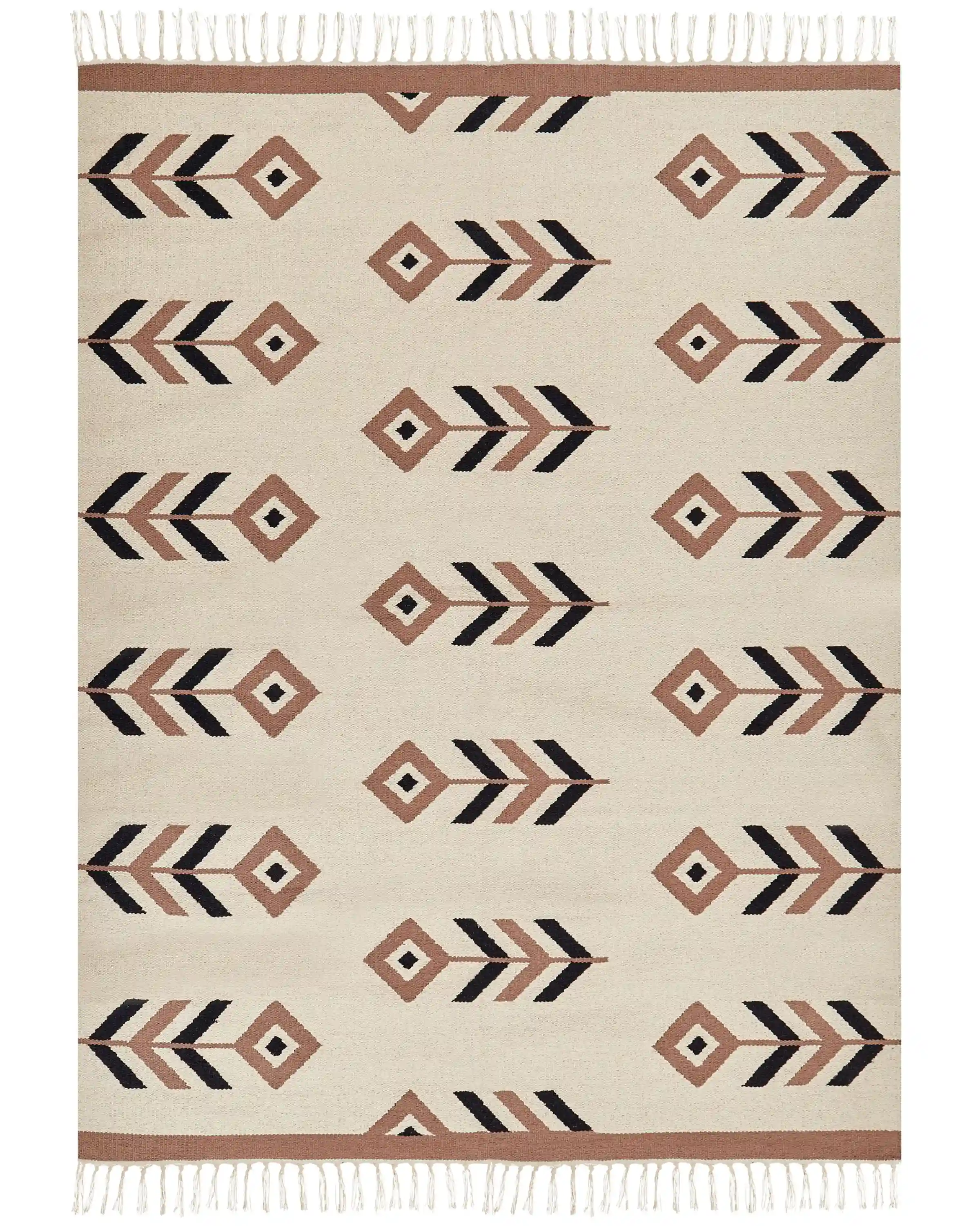 Alfombra NIAVAN Beige 200 x 300 cm Algodón Kilim