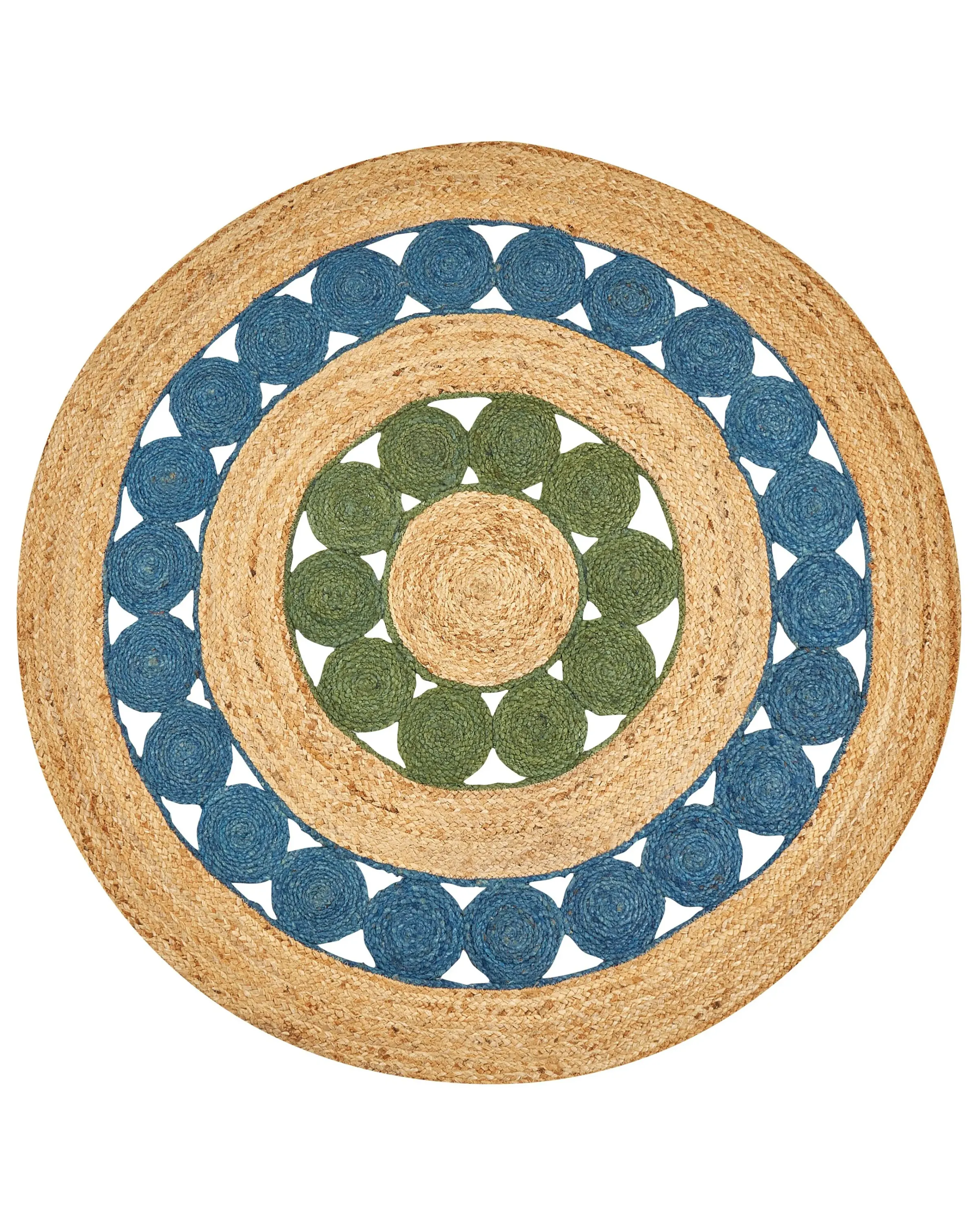 Alfombra HOVIT Verde Azul ø 140 cm Yute