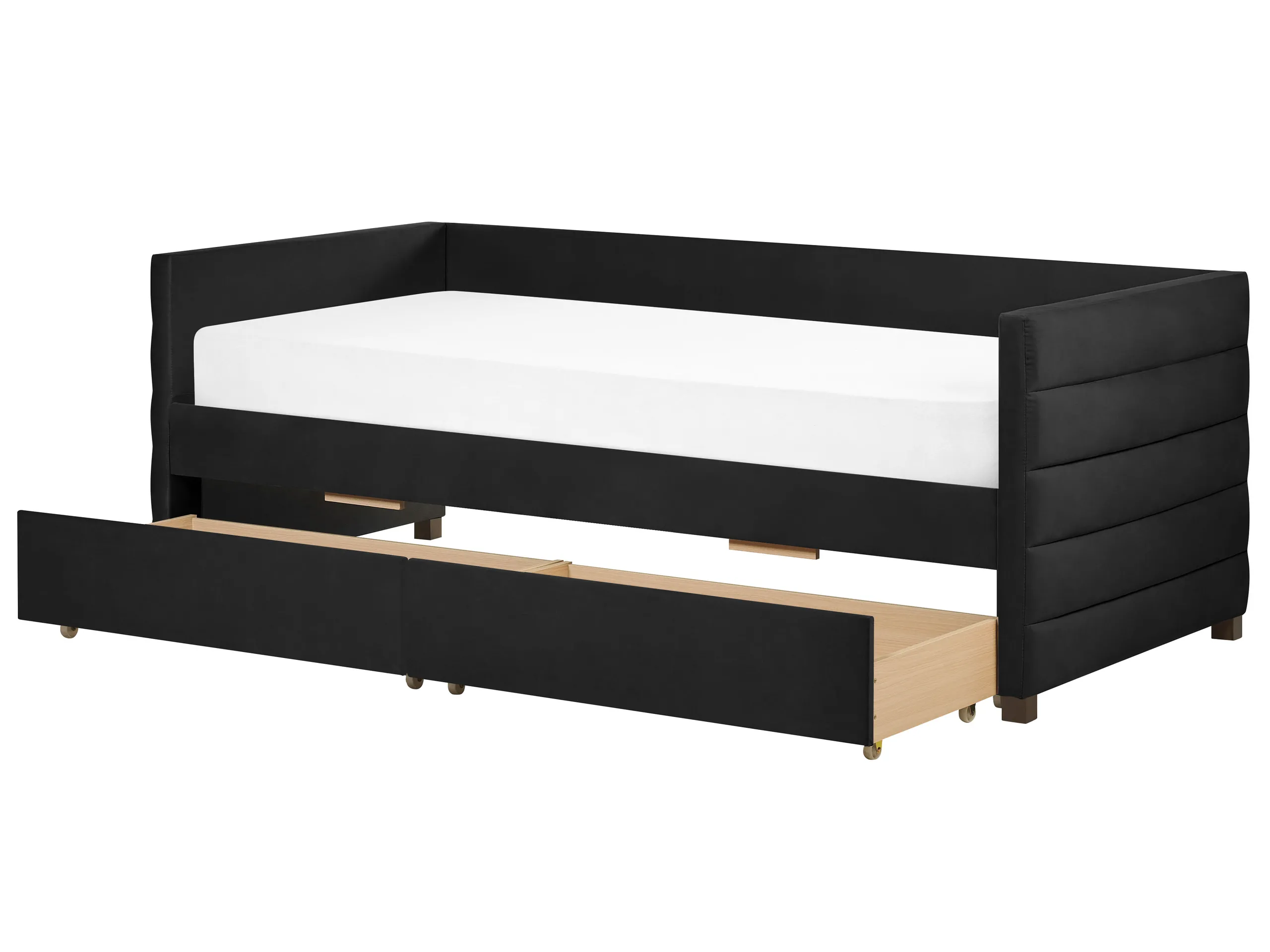 Cama con almacenaje Terciopelo MARRAY II 90 x 200 cm Negro