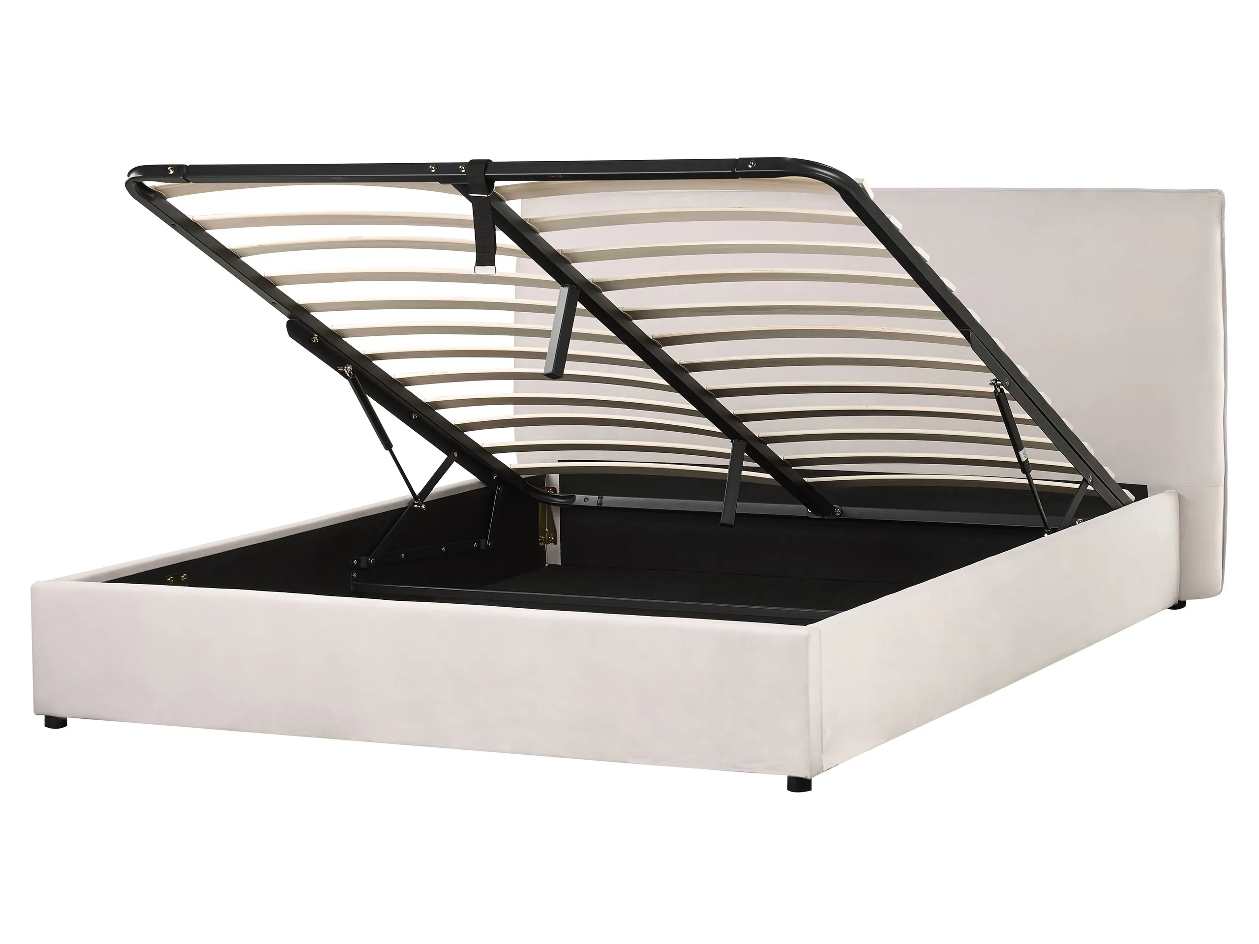 Cama con almacenaje Terciopelo LAVAUR 160 x 200 cm Blanco crema