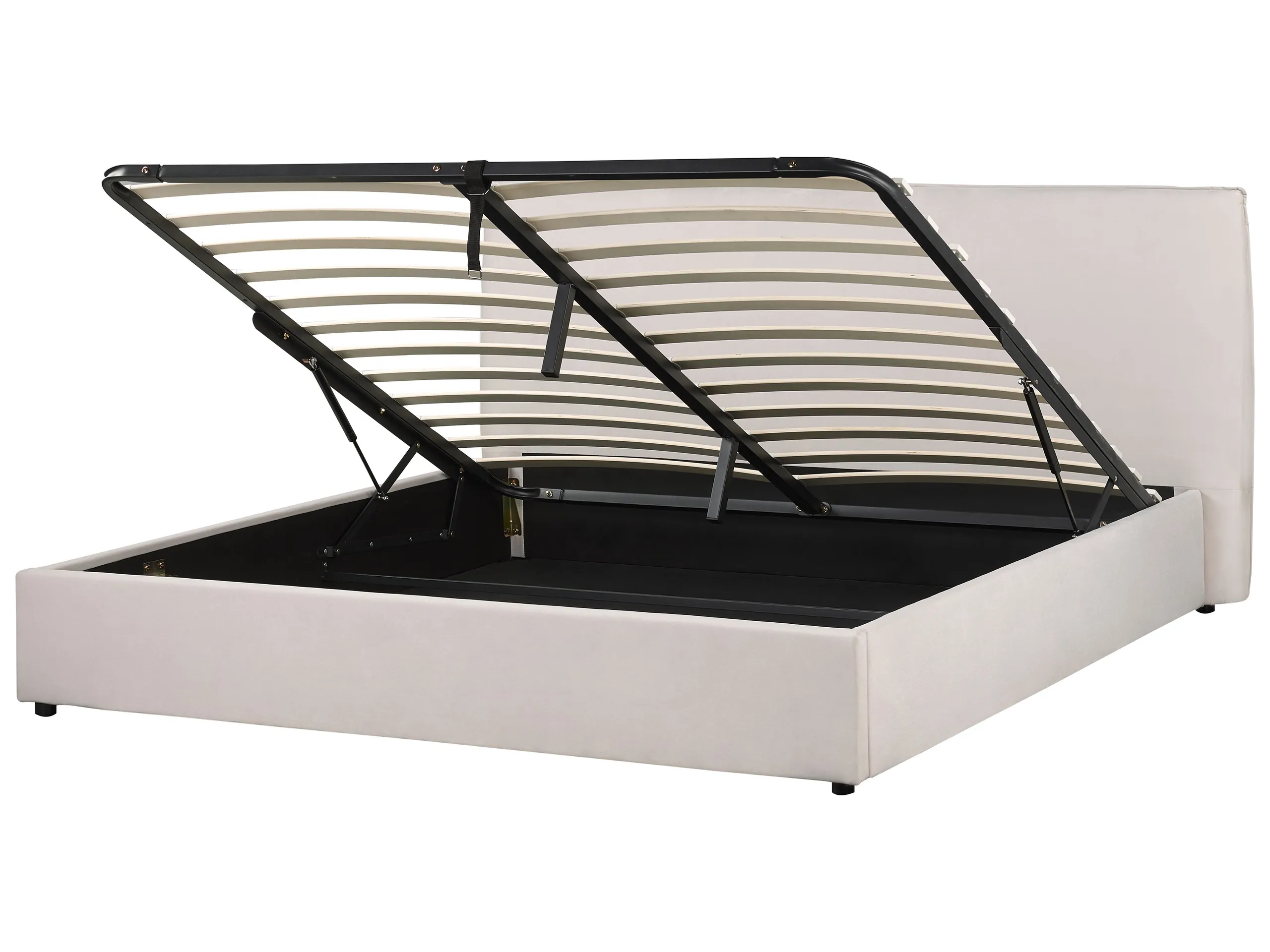 Cama con almacenaje Terciopelo LAVAUR 180 x 200 cm Blanco crema