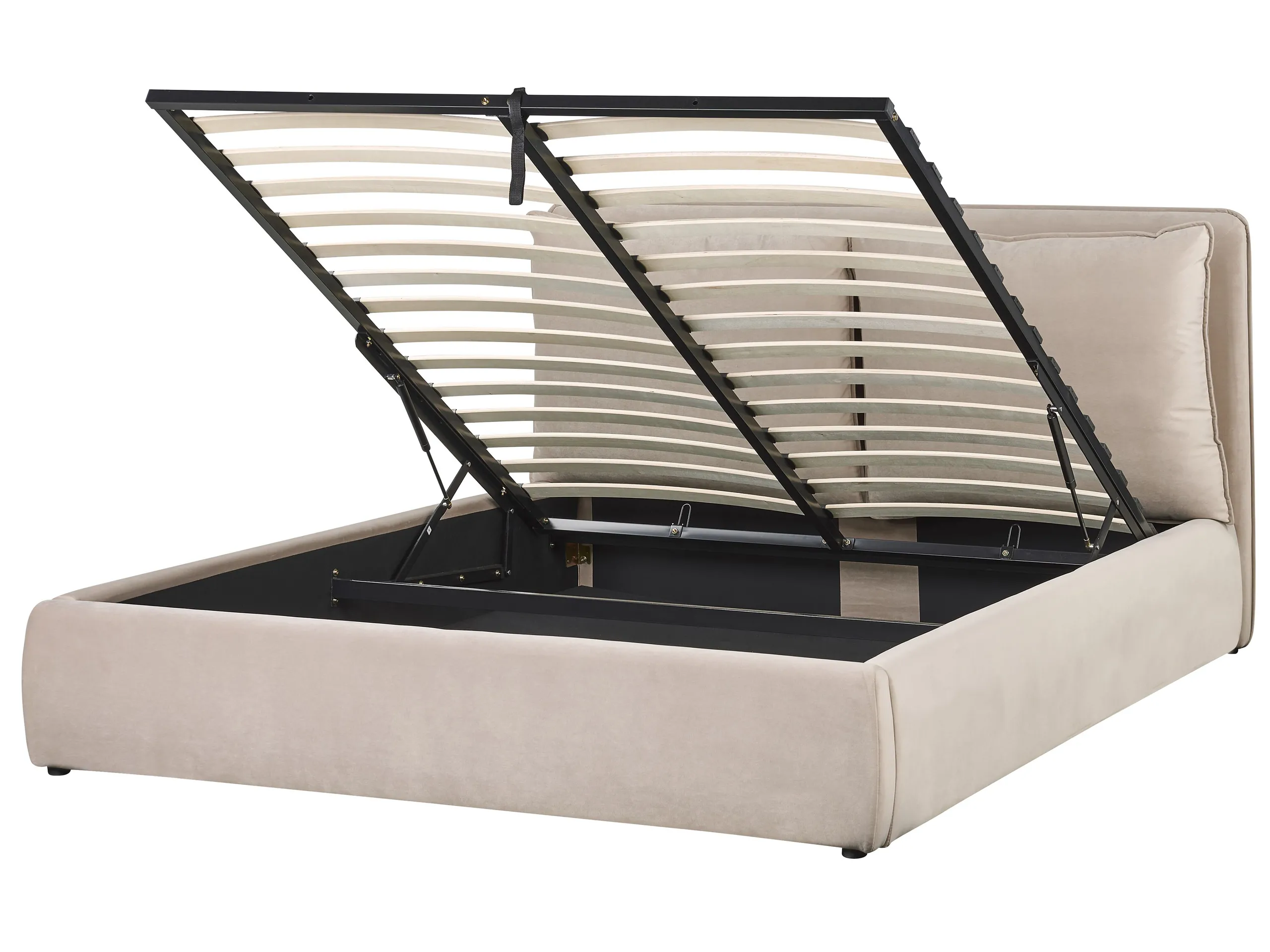 Cama con almacenaje Terciopelo BAJONNA 160 x 200 cm Beige