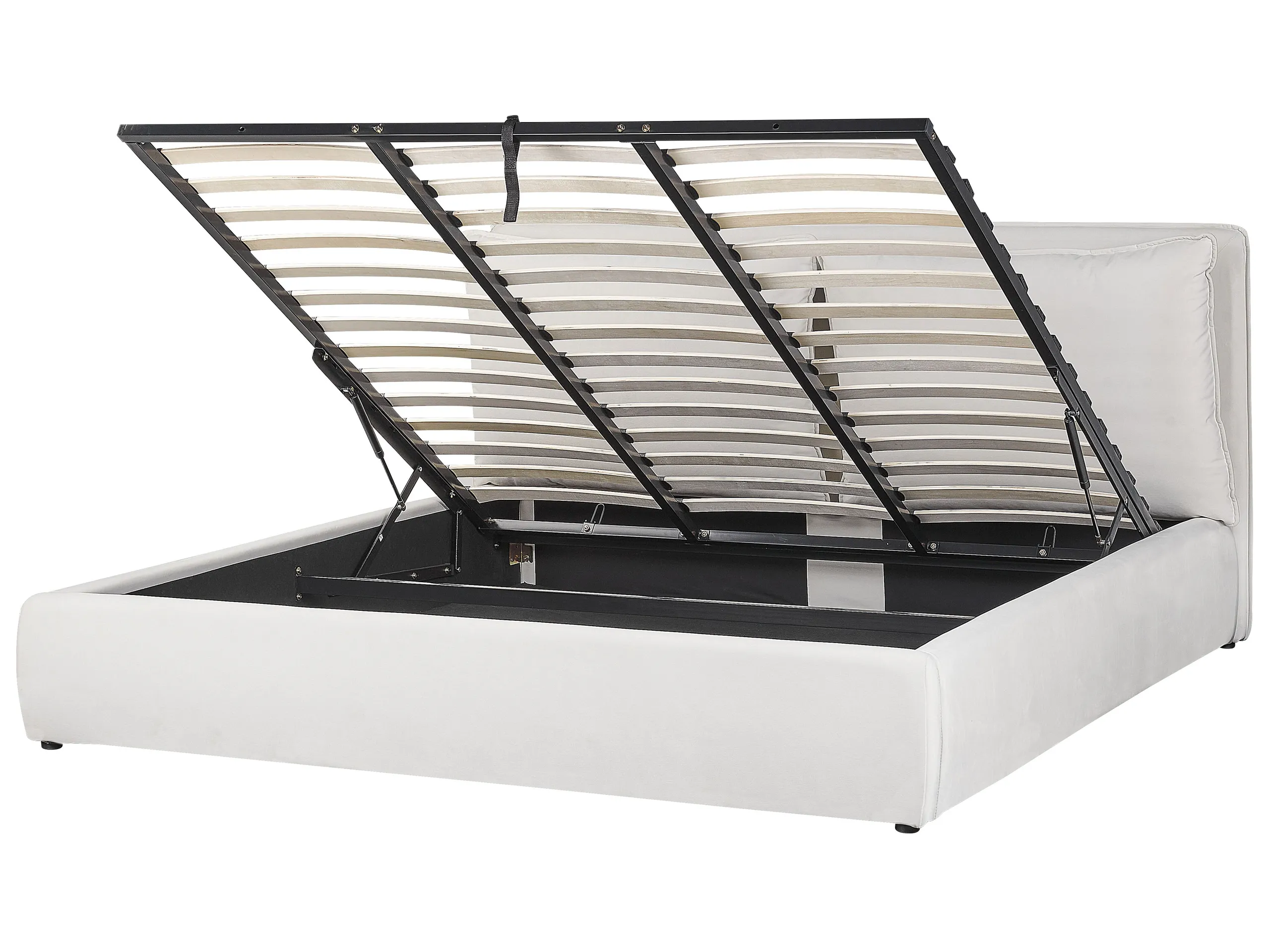 Cama con almacenaje Terciopelo BAJONNA 180 x 200 cm Blanco crema