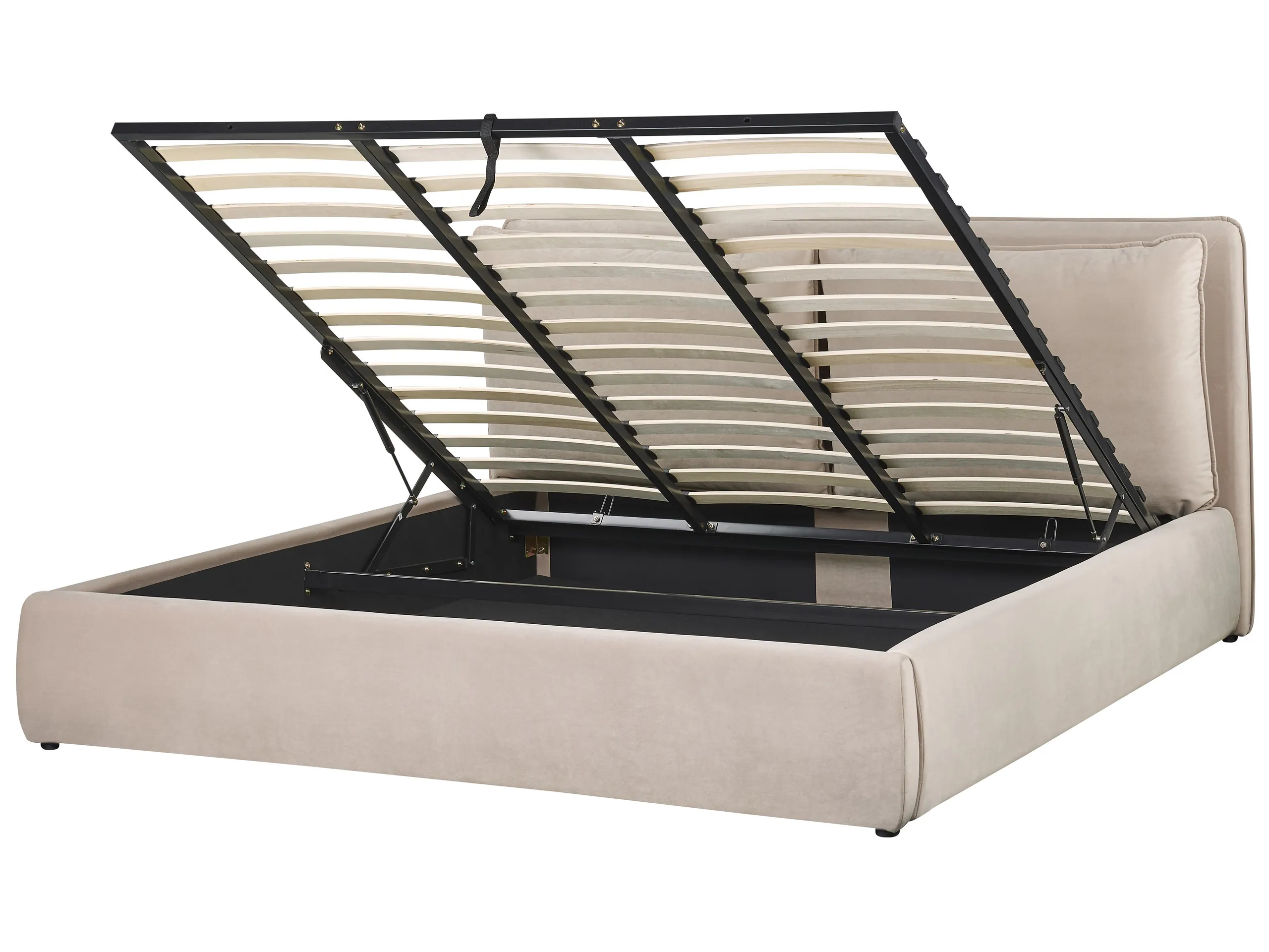 Cama con almacenaje Terciopelo BAJONNA 180 x 200 cm Beige