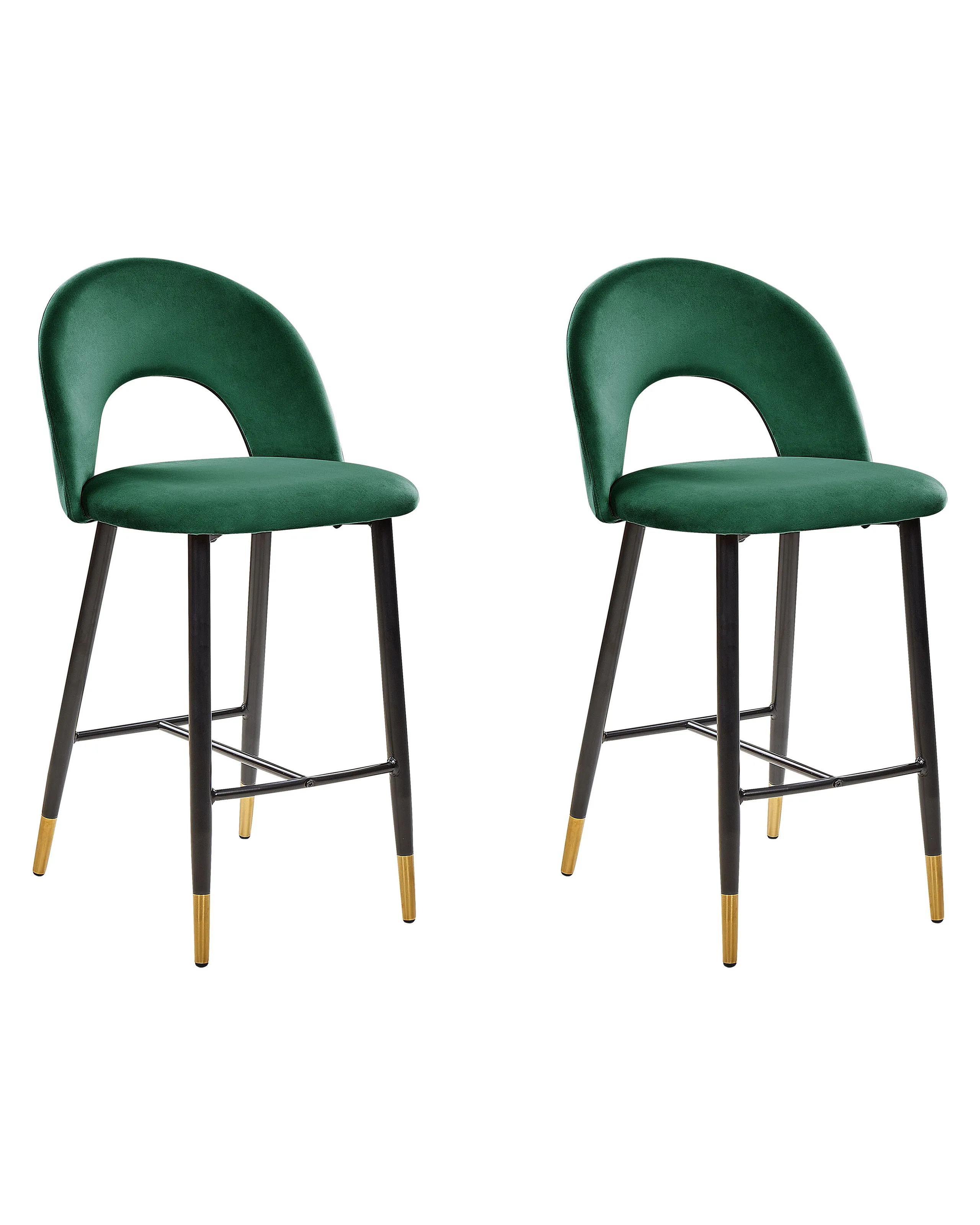 Conjunto de 2 sillas de bar FALTON Terciopelo Verde esmeralda