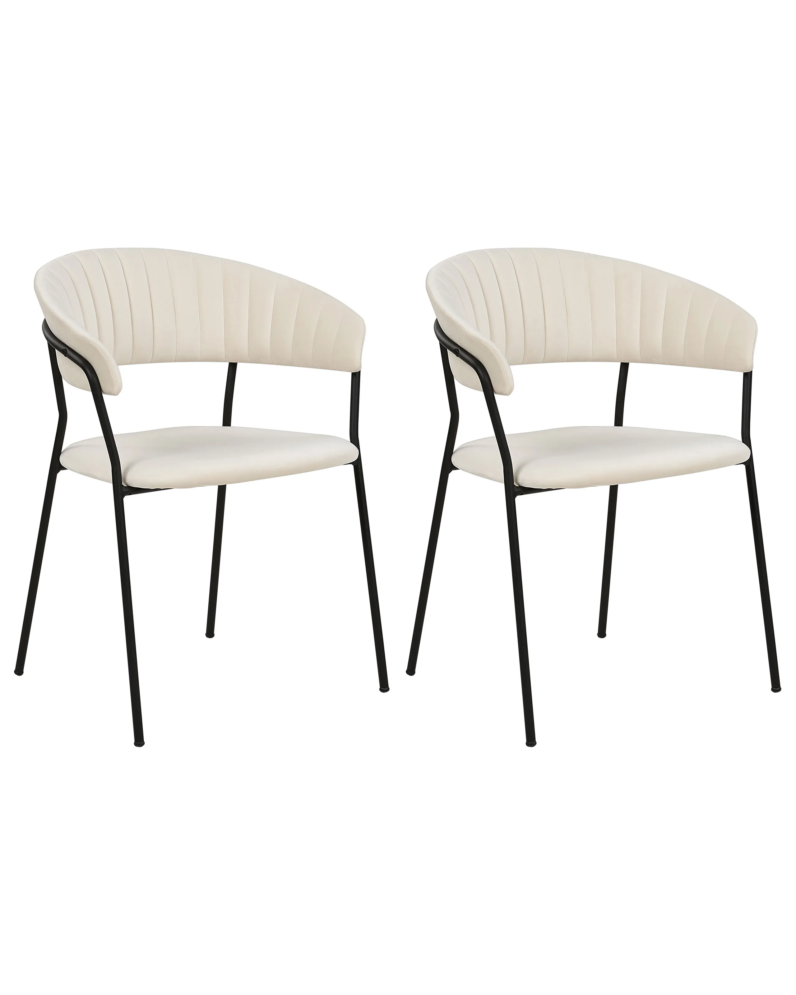 Conjunto de 2 sillas de comedor MARIPOSA Terciopelo Blanco crema