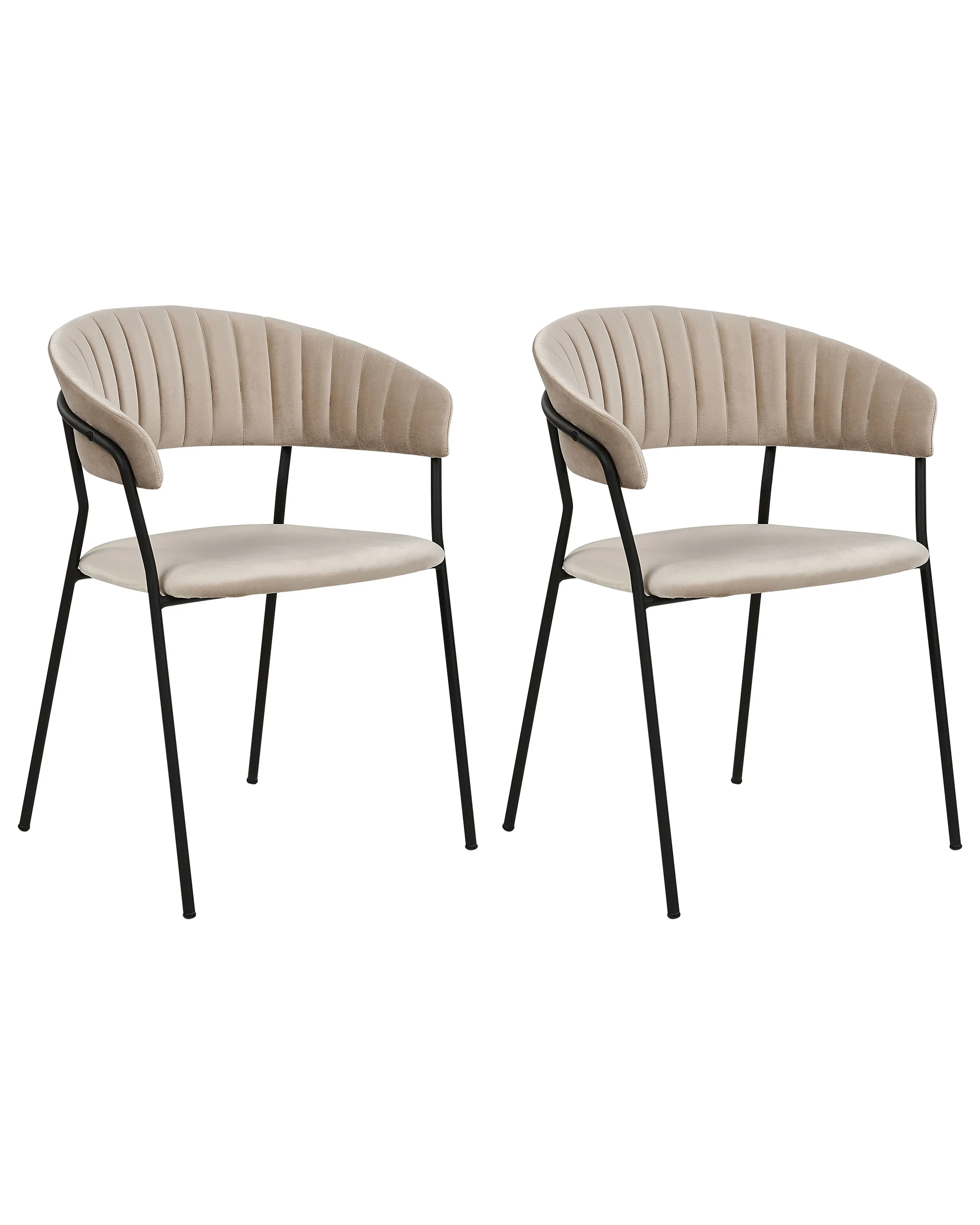 Conjunto de 2 sillas de comedor MARIPOSA Terciopelo Gris pardo