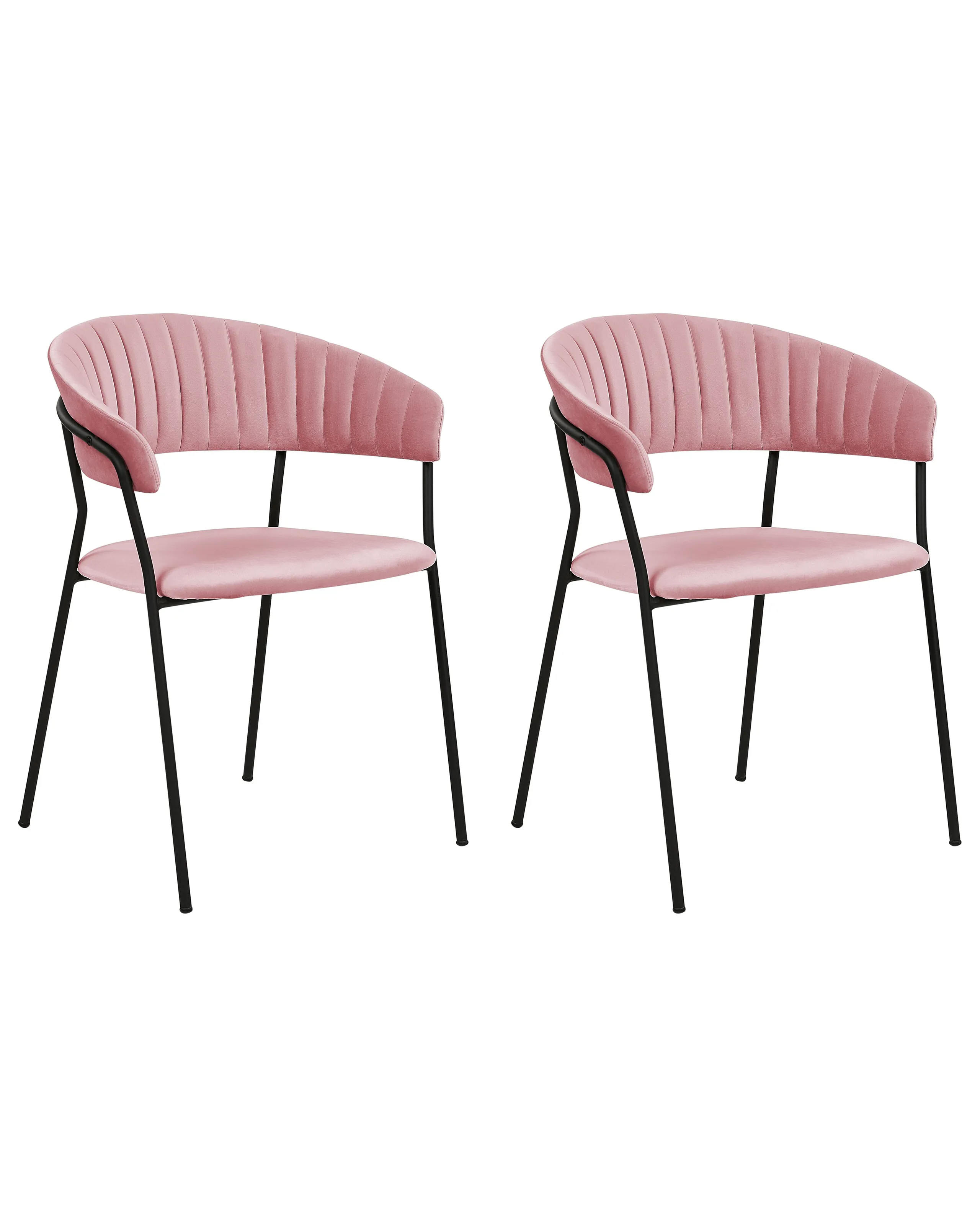 Conjunto de 2 sillas de comedor MARIPOSA Terciopelo Rosa