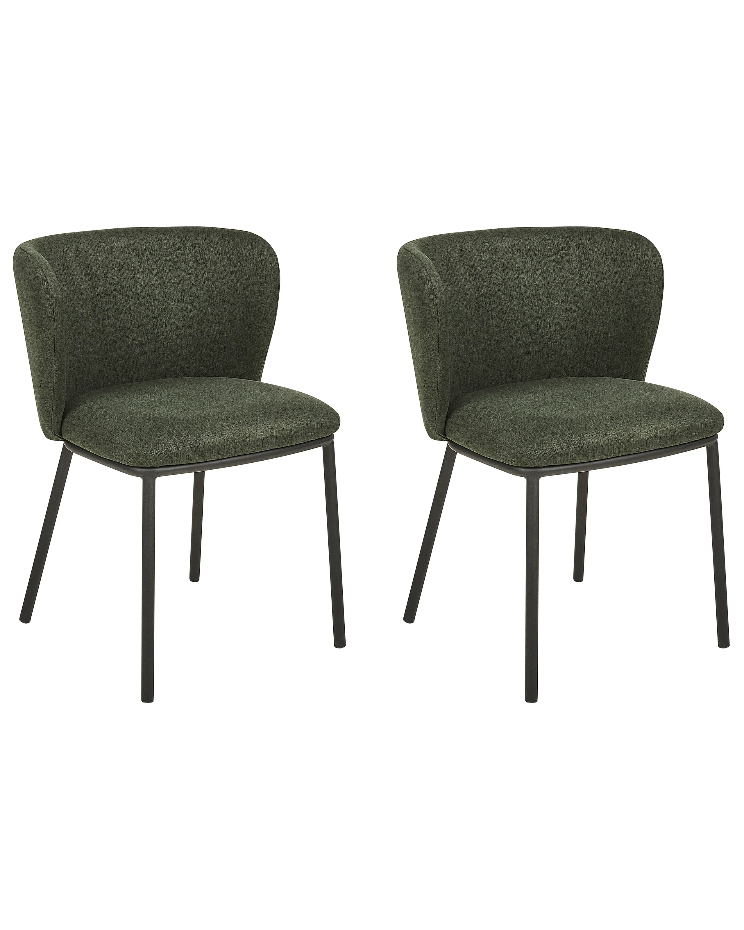 Conjunto de 2 sillas de comedor MINA Tela Verde oscuro