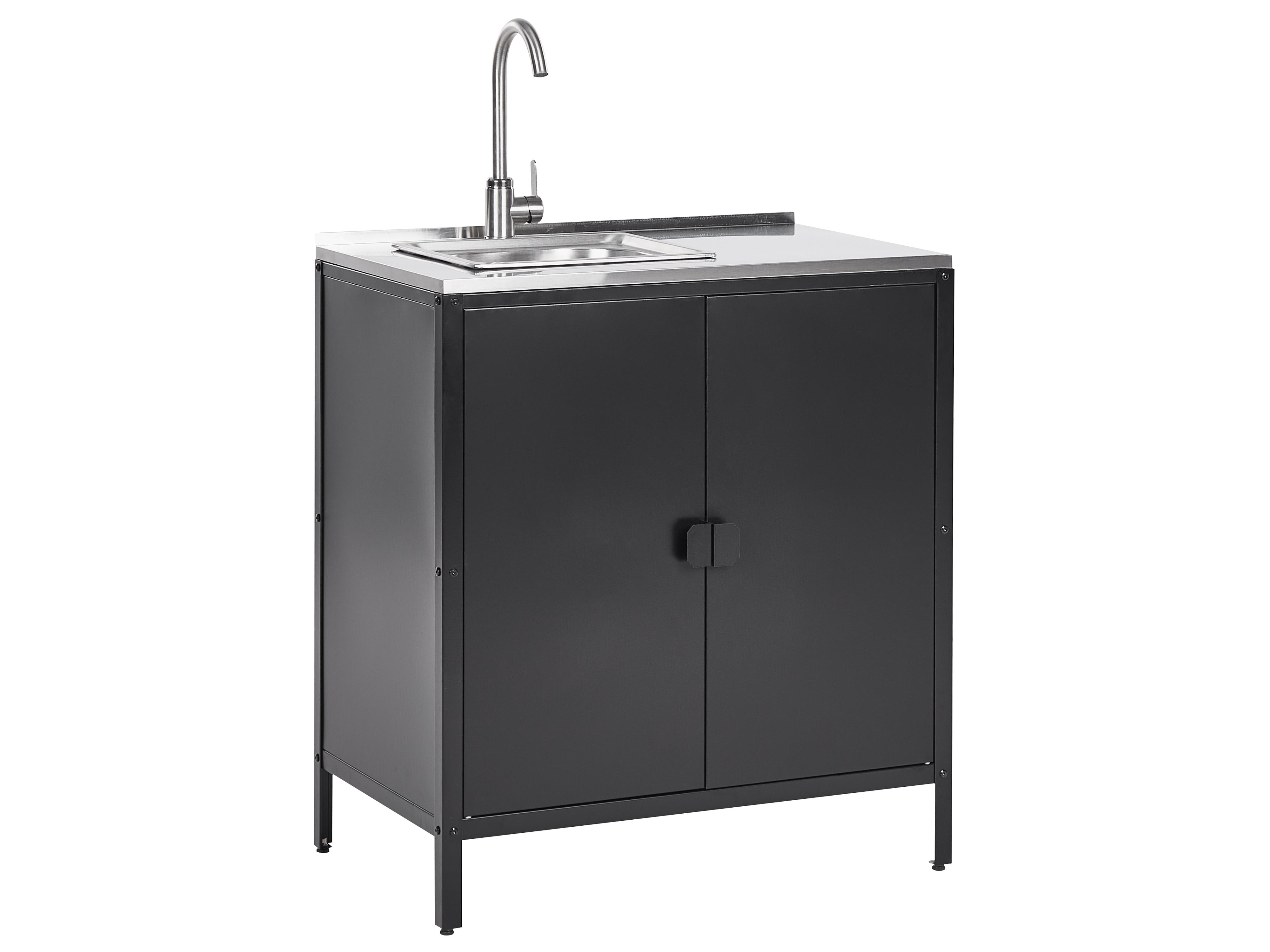Armario de cocina exterior con fregadero VILAMA Metal Negro