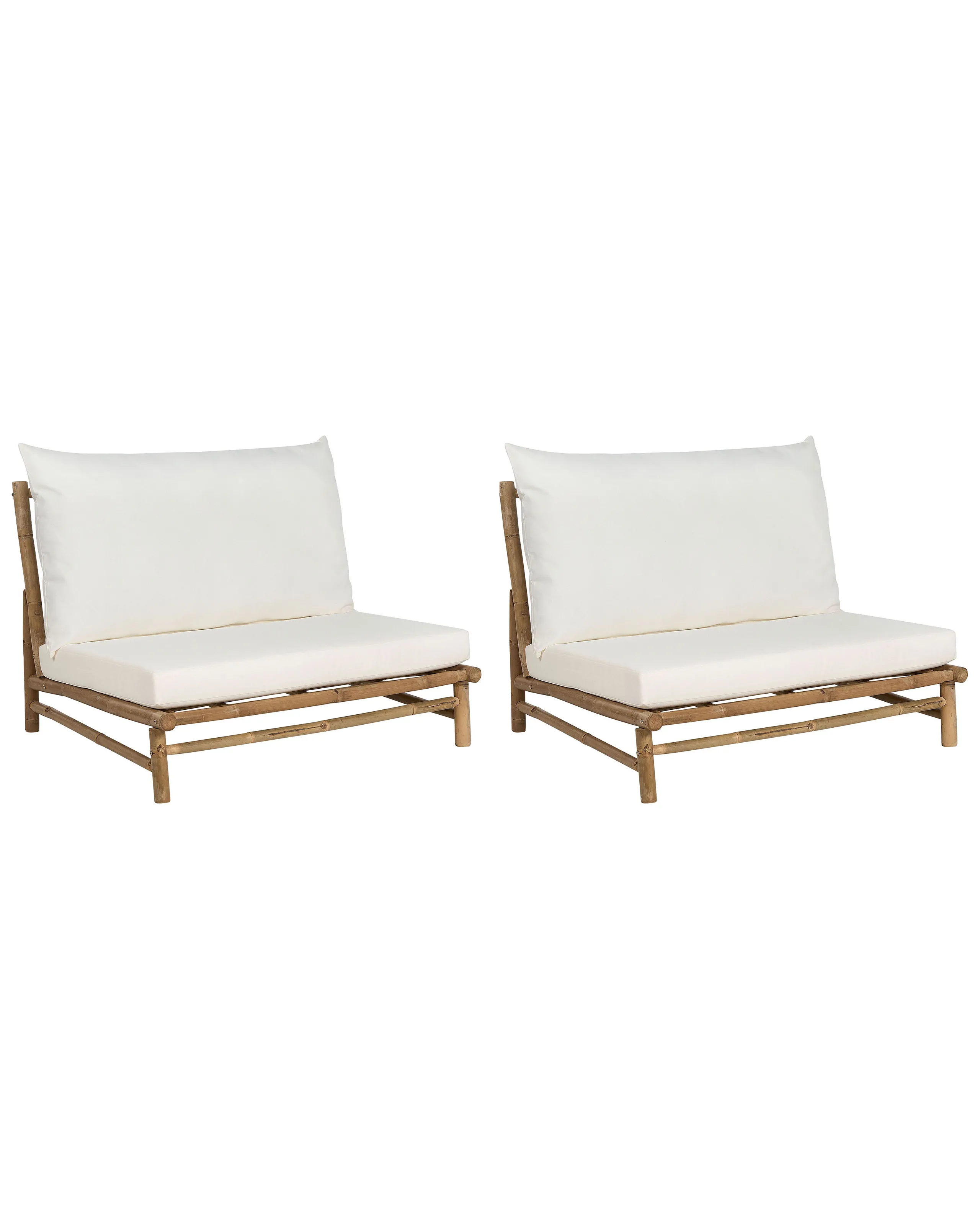 Conjunto de 2 sillas de jardín con cojines TODI Bambú Blanco crema