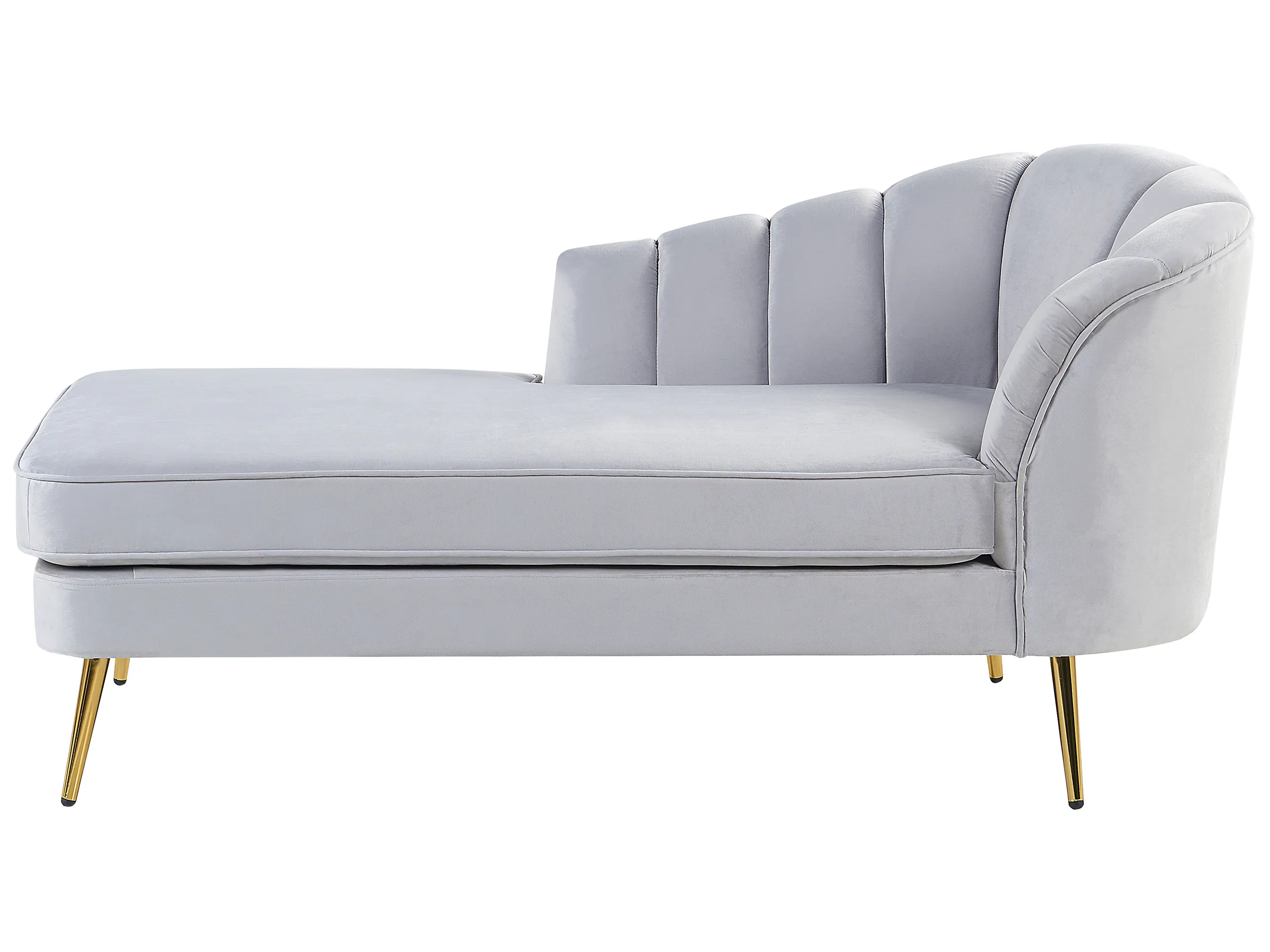 Chaise longue derecho ALLIER Terciopelo Gris claro