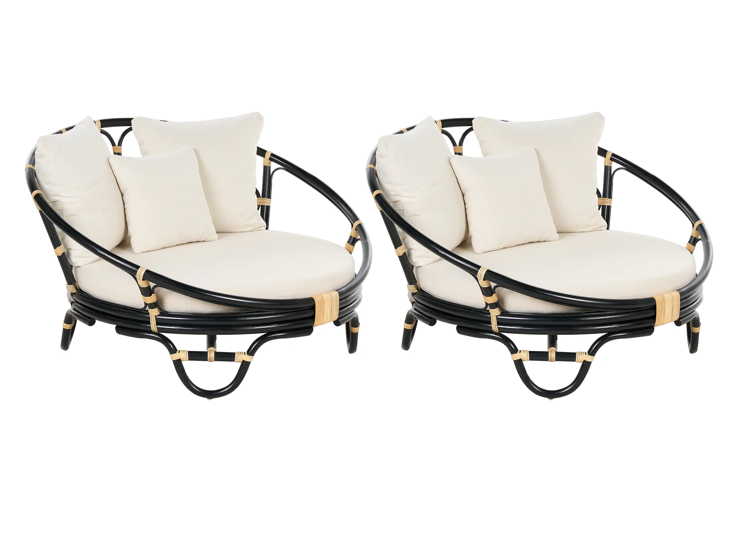 Conjunto de 2 camas de exterior ROSSANO Ratán Negro