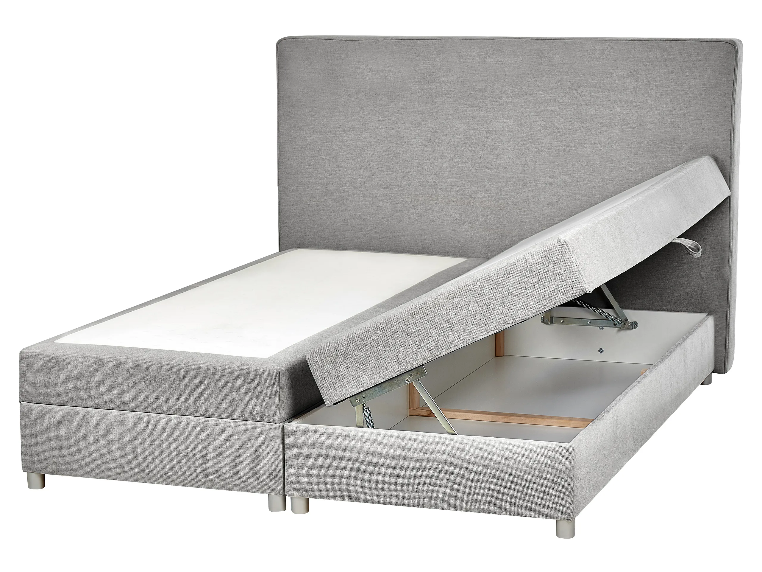 Cama continental con almacenaje Tela MINISTER 160 x 200 cm Gris claro