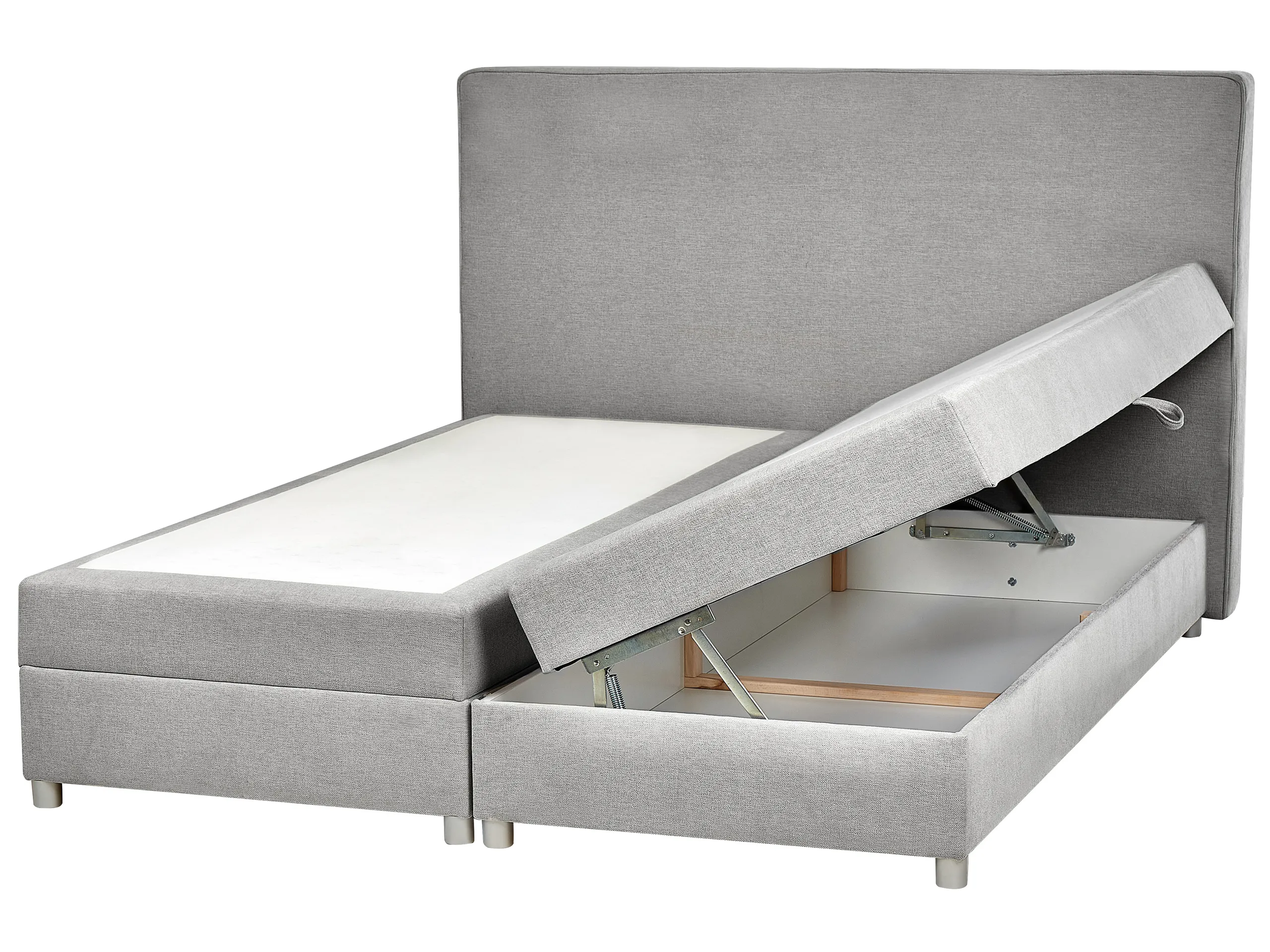 Cama continental con almacenaje Tela MINISTER 180 x 200 cm Gris claro