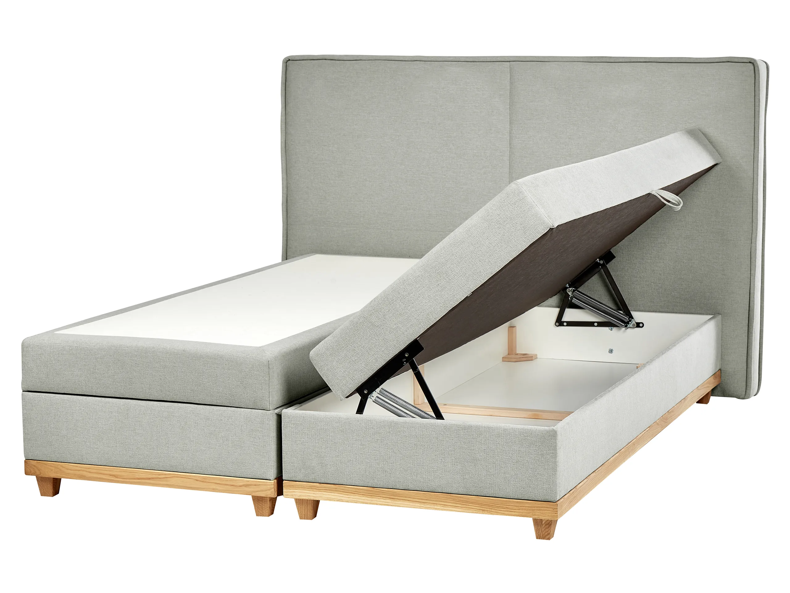 Cama continental con almacenaje Tela DYNASTY 160 x 200 cm Gris claro