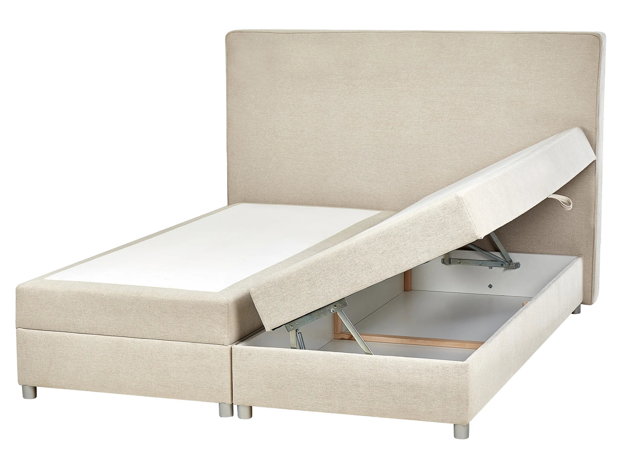 Cama continental con almacenaje Tela MINISTER 160 x 200 cm Beige claro