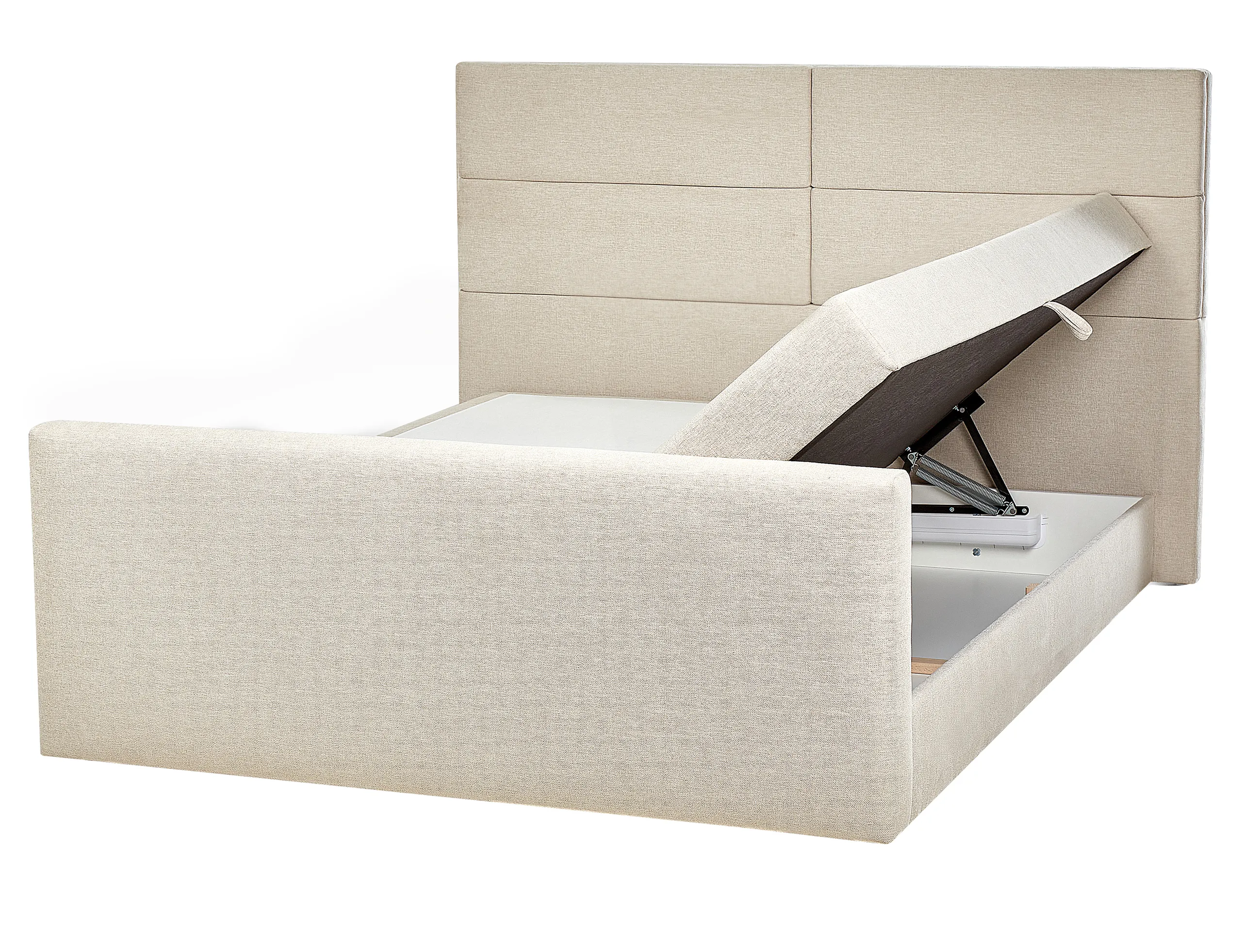 Cama continental con almacenaje Tela ARISTOCRAT 160 x 200 cm Beige claro