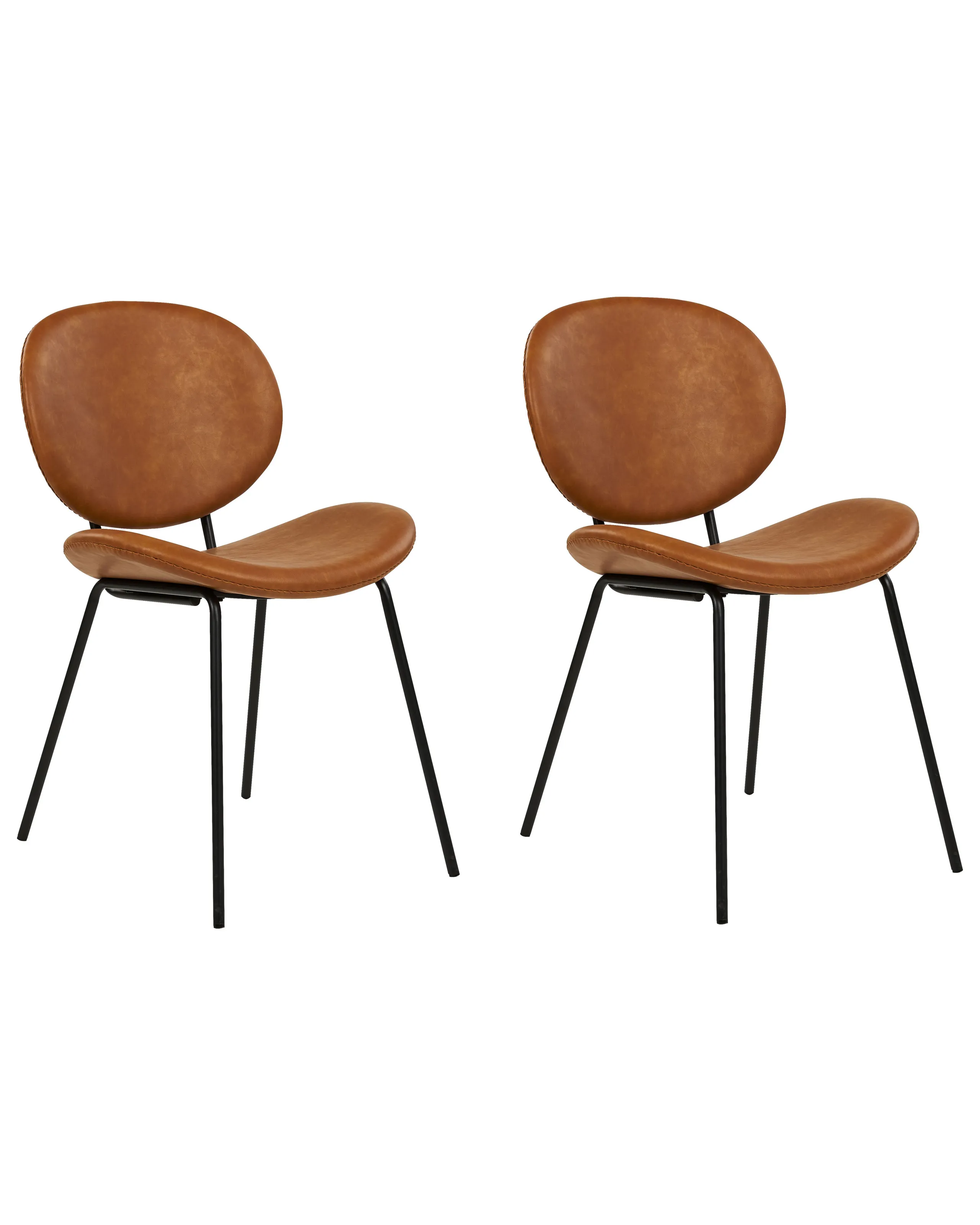 Conjunto de 2 sillas de comedor LUANA Piel sintética Marrón dorado