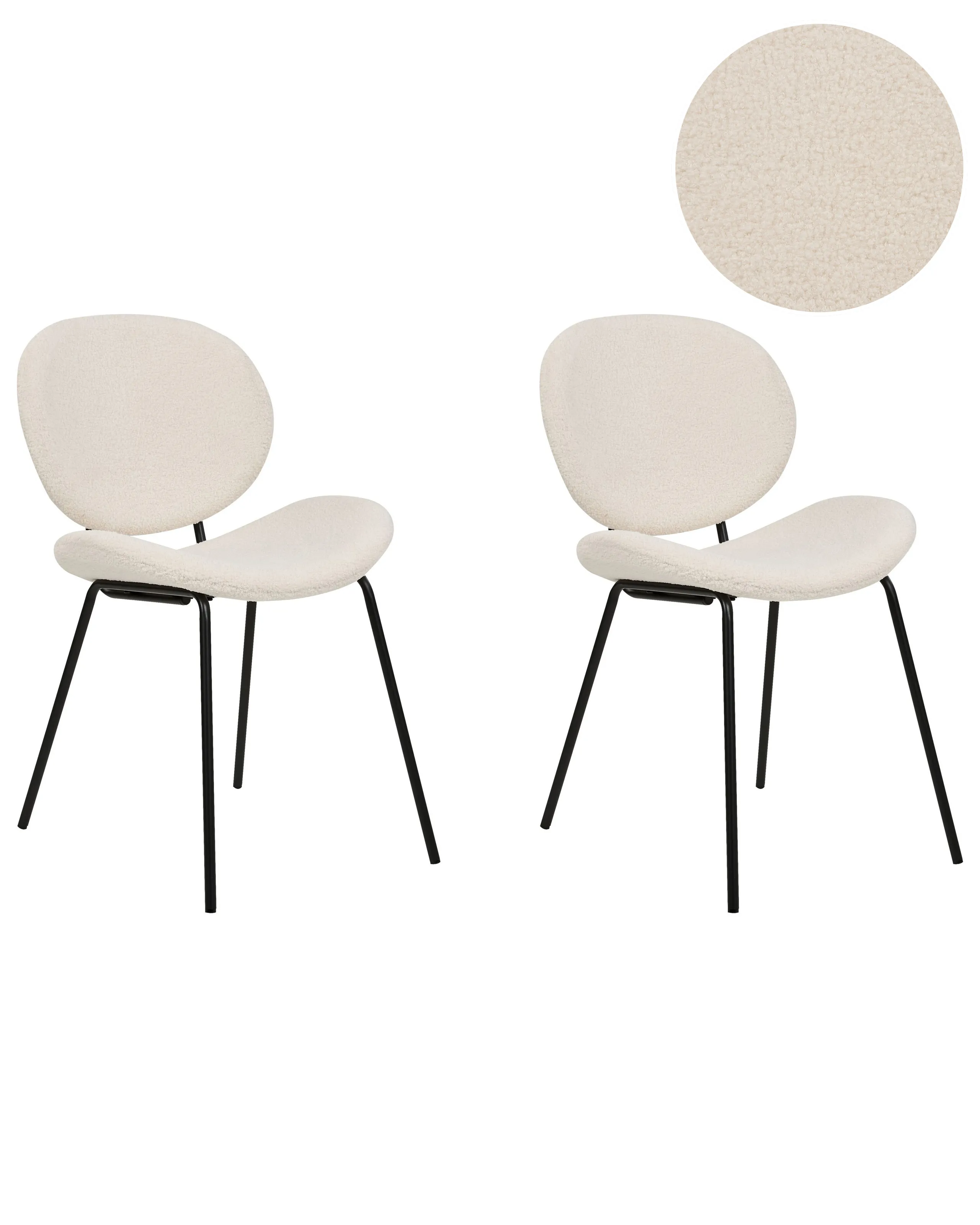 Conjunto de 2 sillas de comedor LUANA Bouclé Blanco