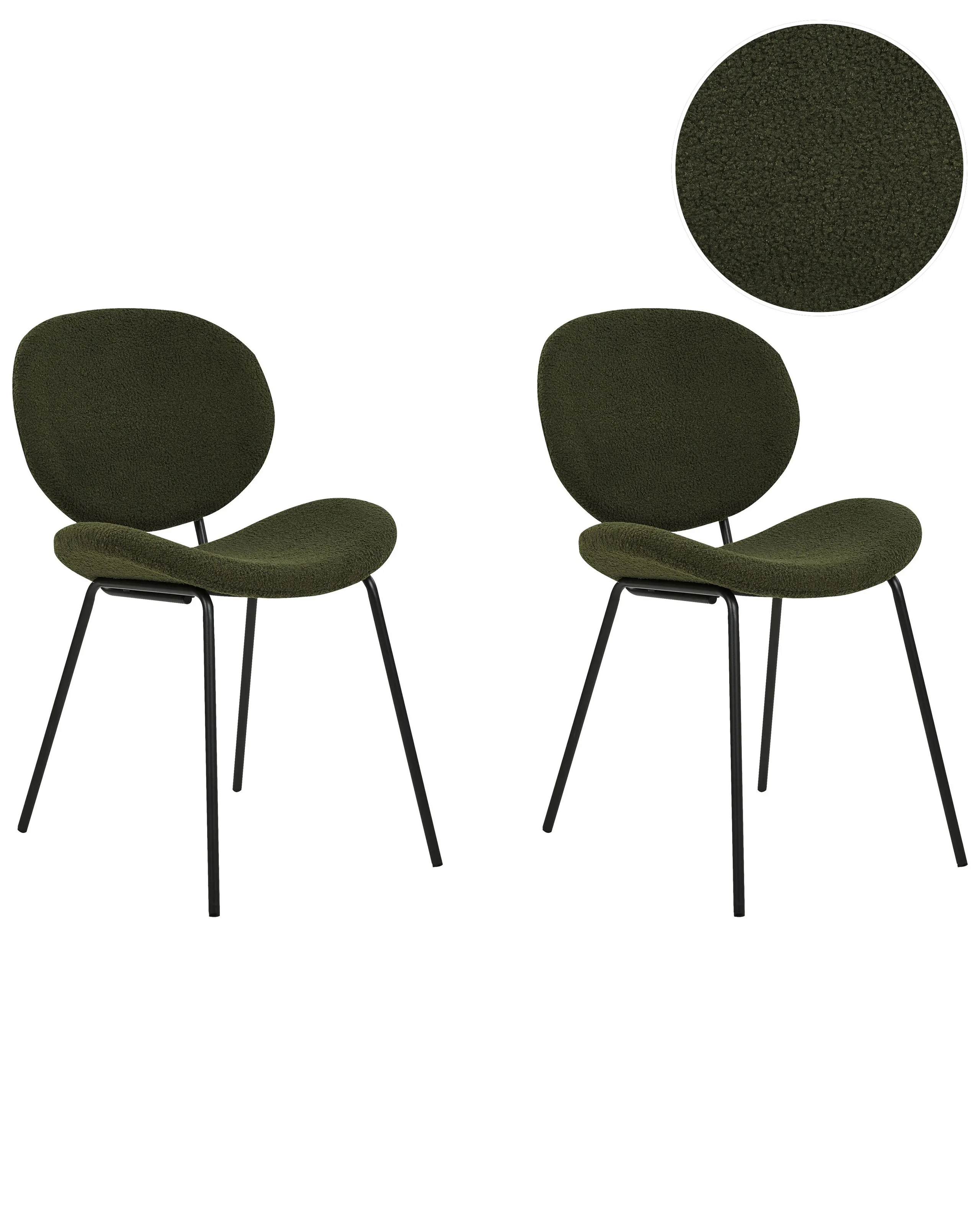 Conjunto de 2 sillas de comedor LUANA Bouclé Verde oscuro