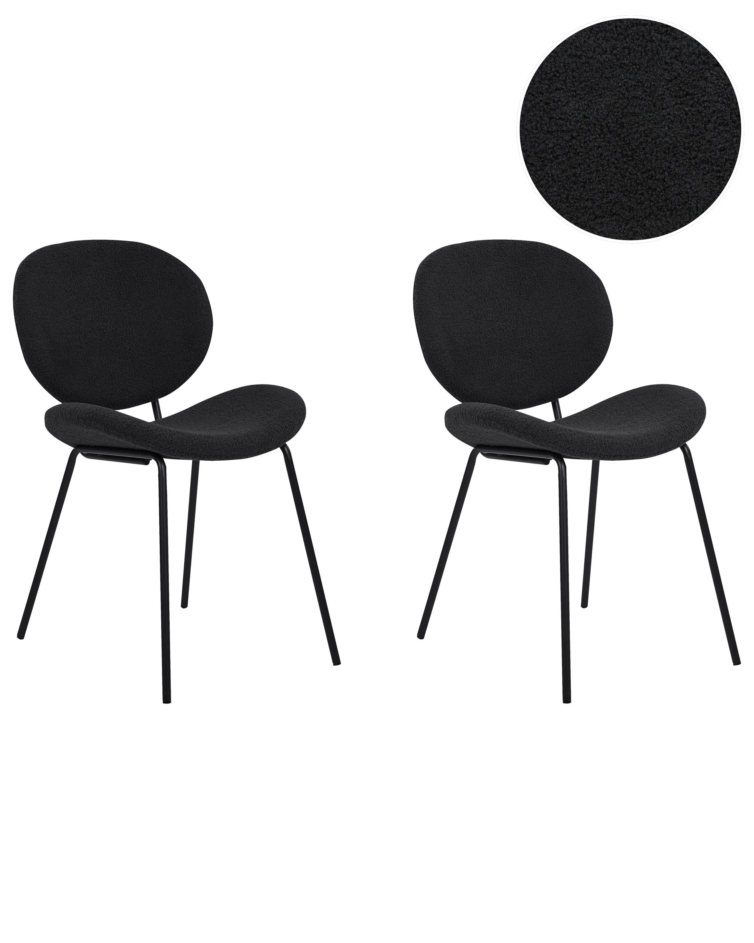 Conjunto de 2 sillas de comedor LUANA Bouclé Negro