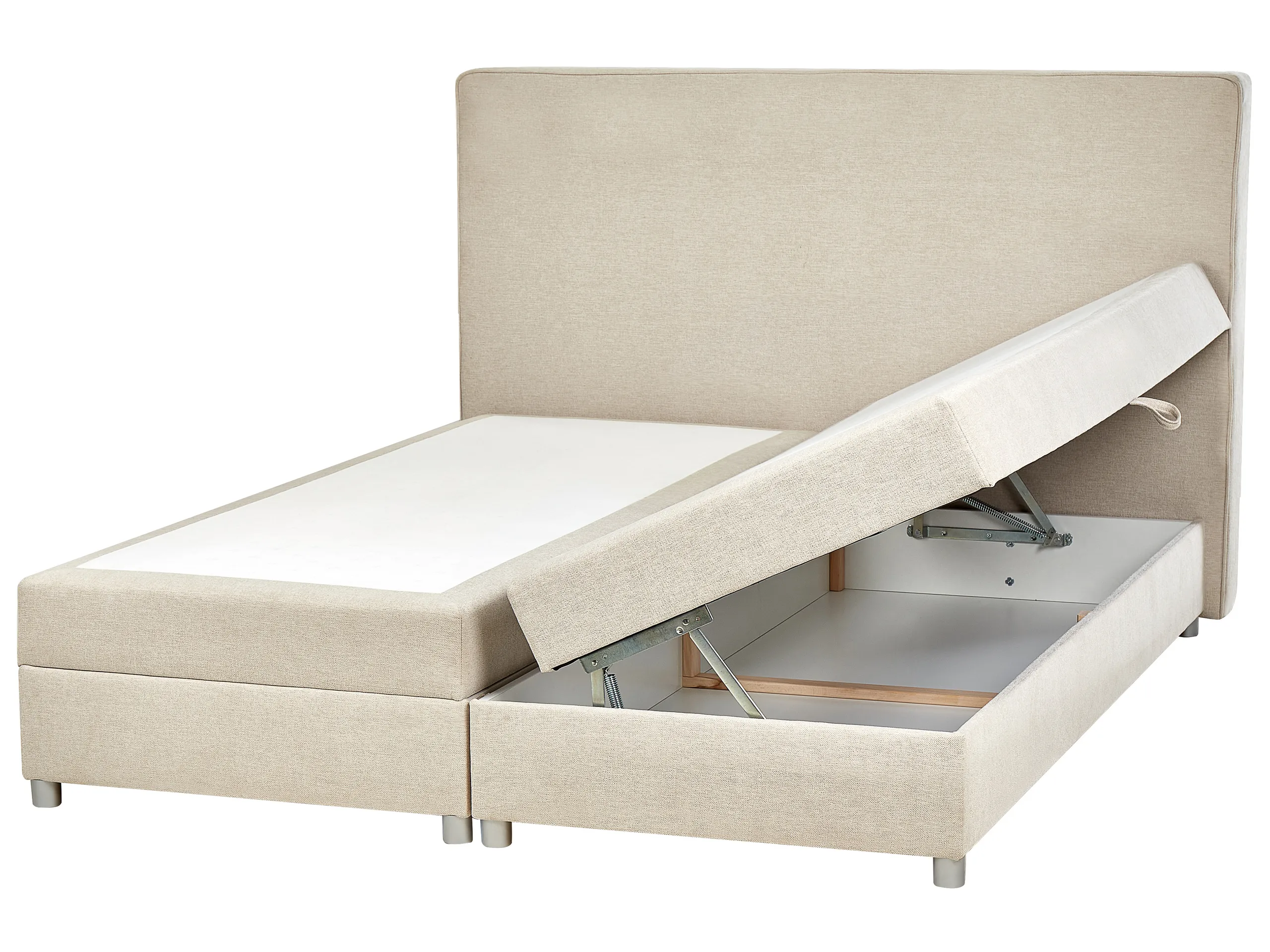 Cama continental con almacenaje Tela MINISTER 180 x 200 cm Beige claro