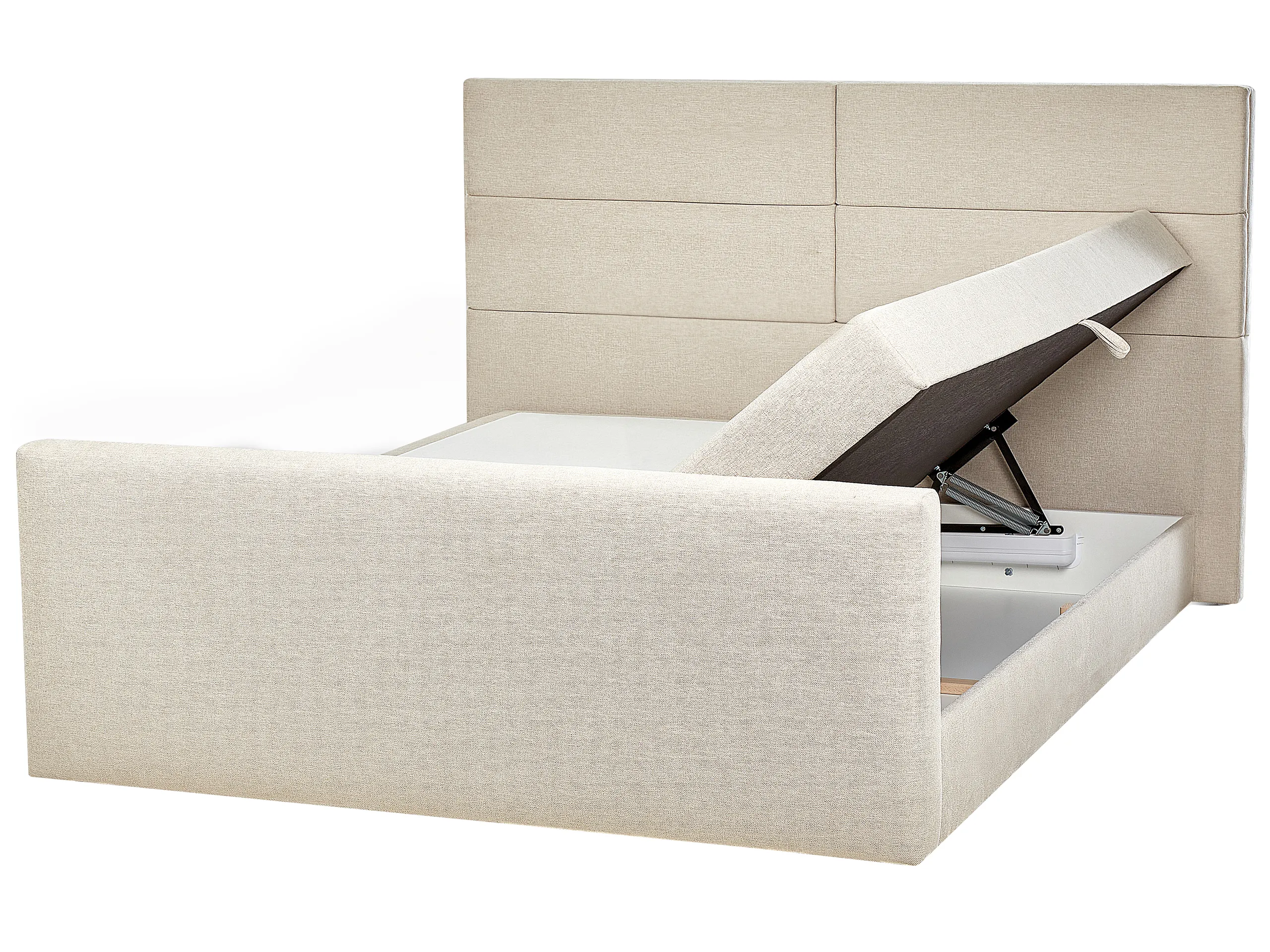 Cama continental con almacenaje Tela ARISTOCRAT 180 x 200 cm Beige claro