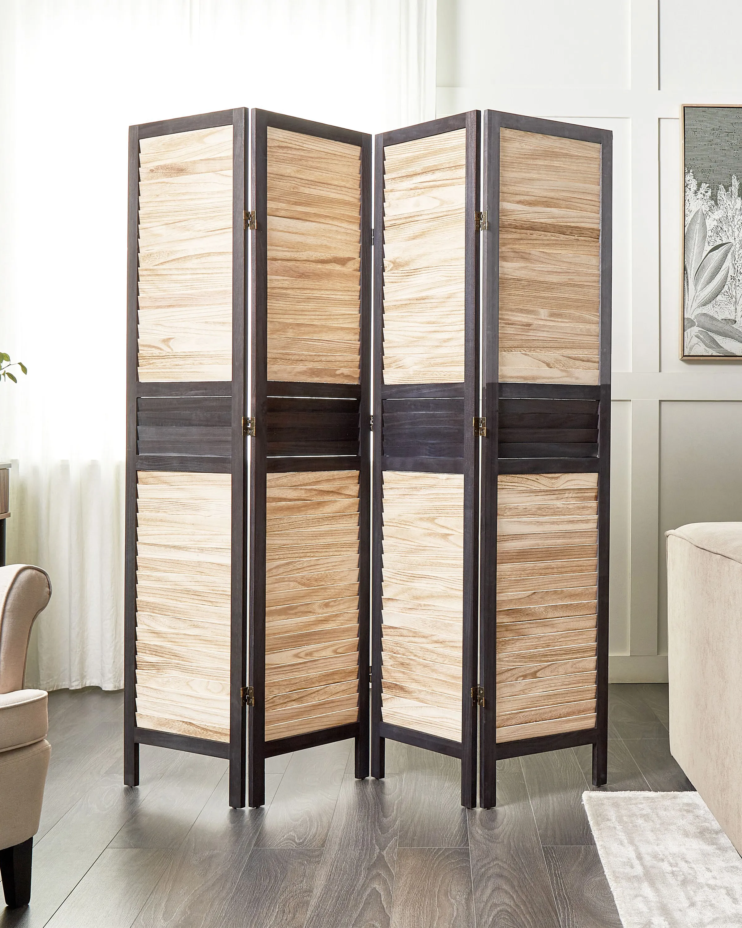 Separador de ambientes de 4 paneles BRENNERBAD Marrón/Negro 164 cm 170 cm