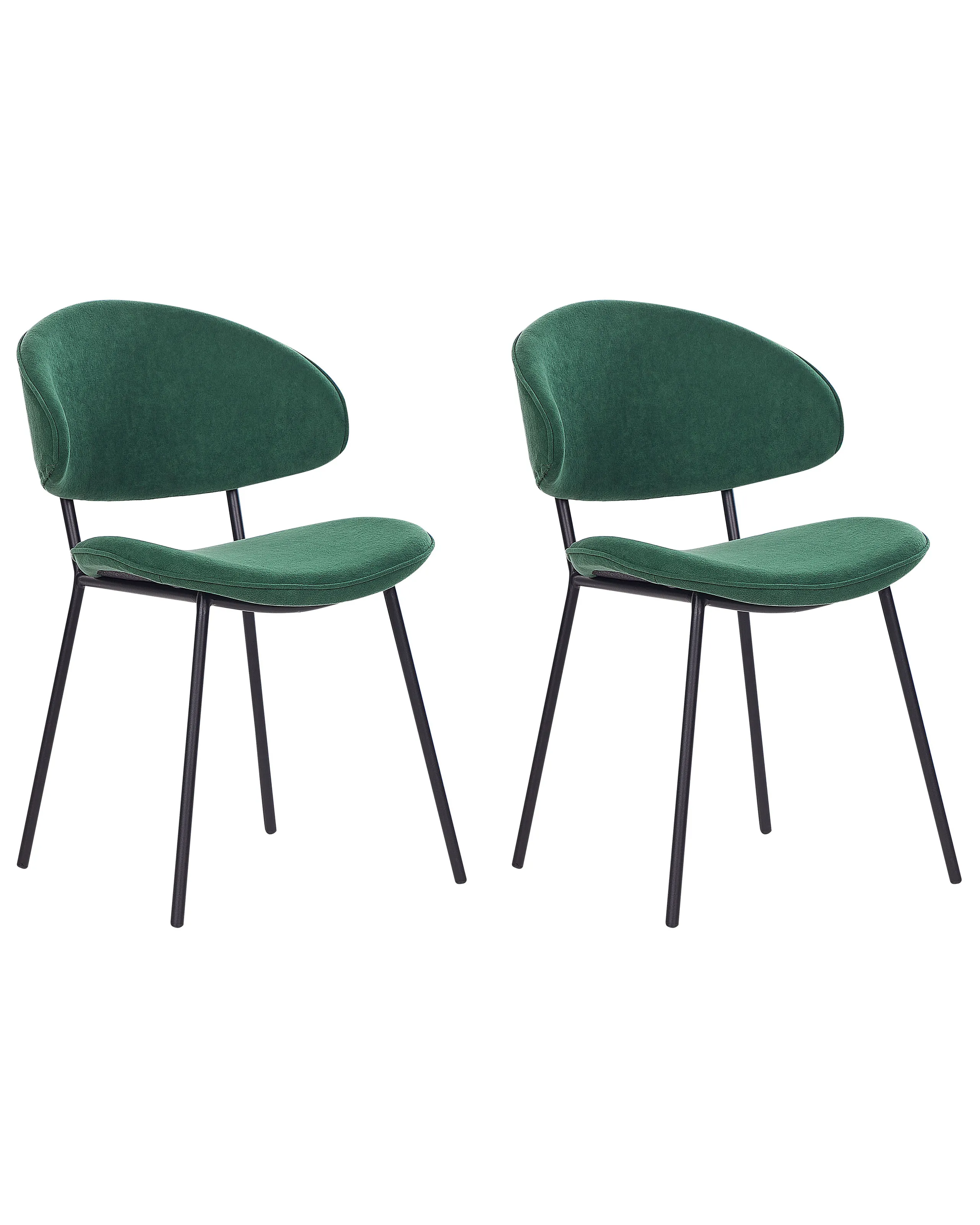 Conjunto de 2 sillas de comedor KIANA Tela Verde oscuro