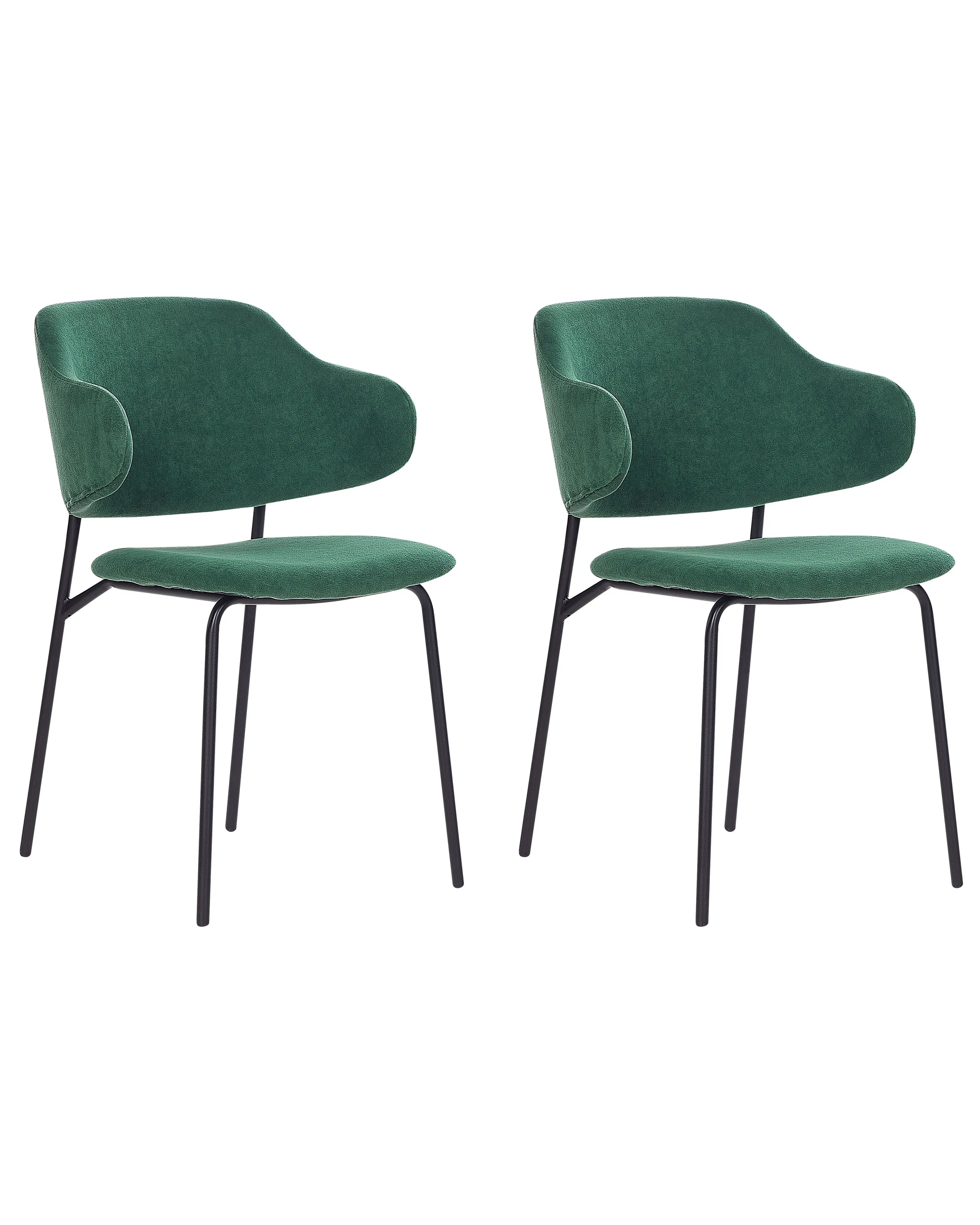 Conjunto de 2 sillas de comedor KENAI Tela Verde oscuro