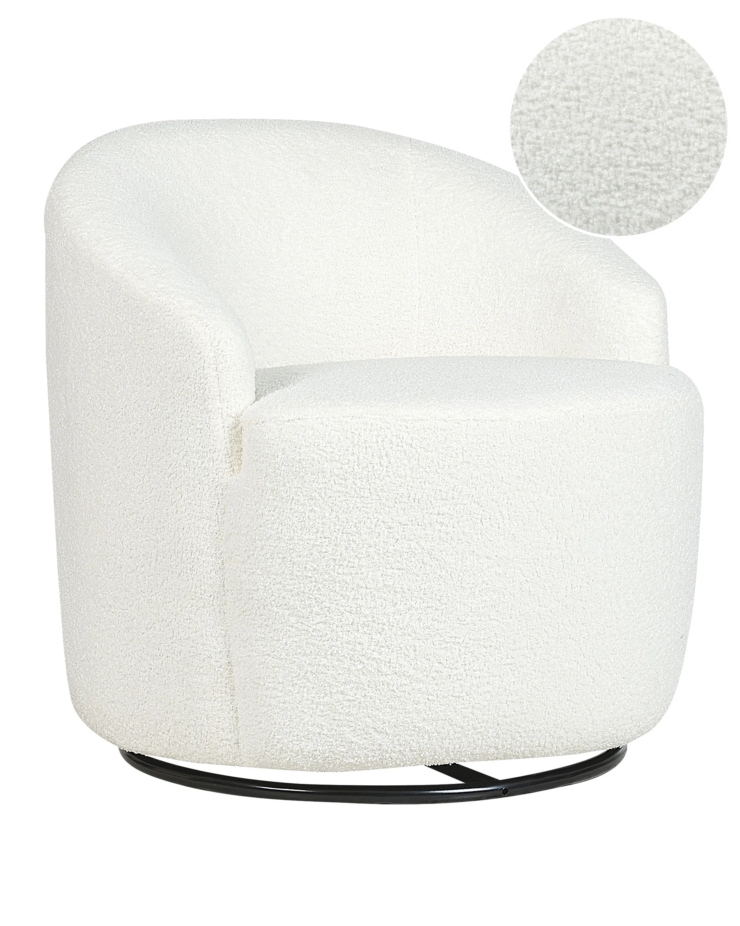Swivel Armchair DAVIK Boucle Off-White