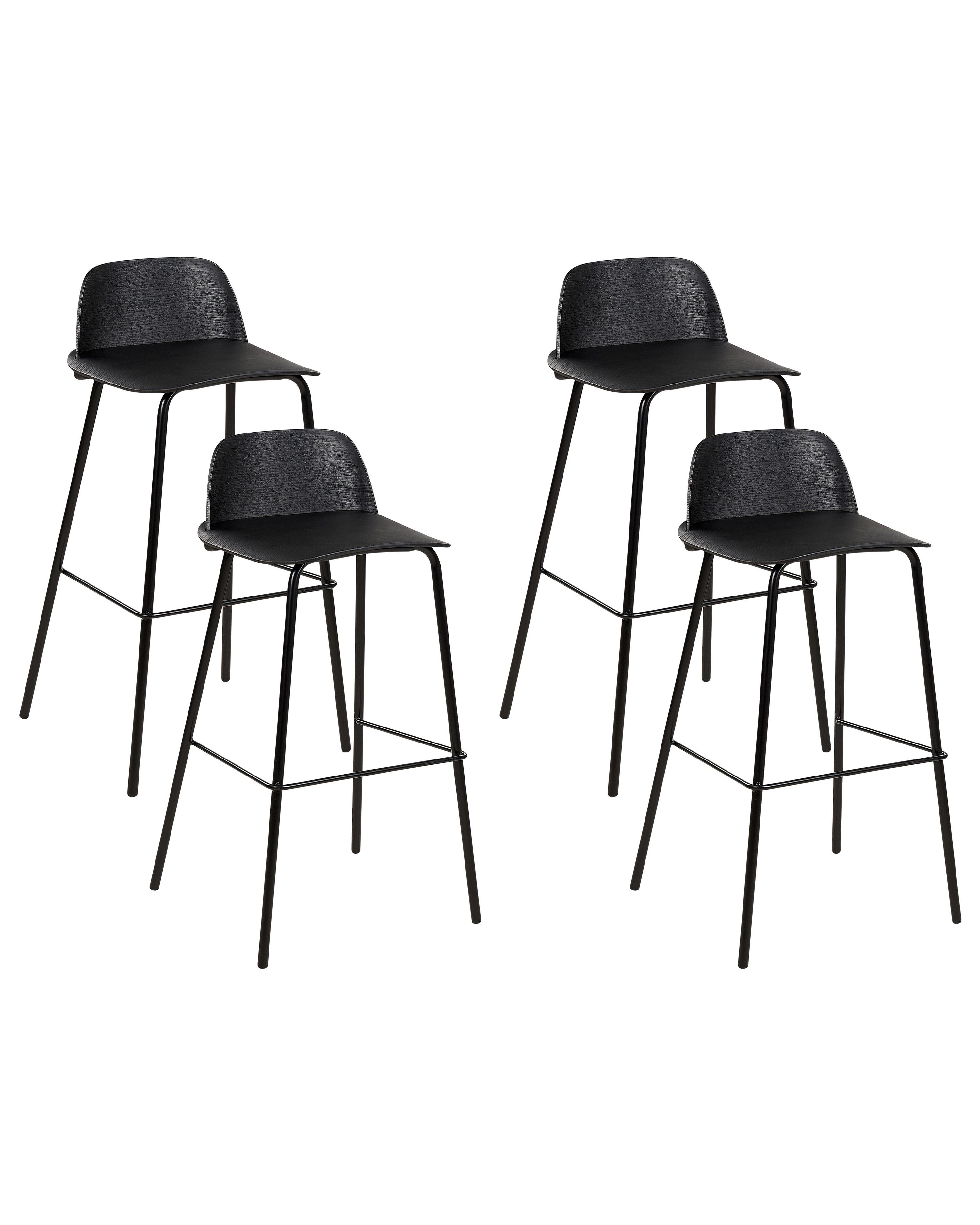 Conjunto de 4 sillas de bar MORA Negro