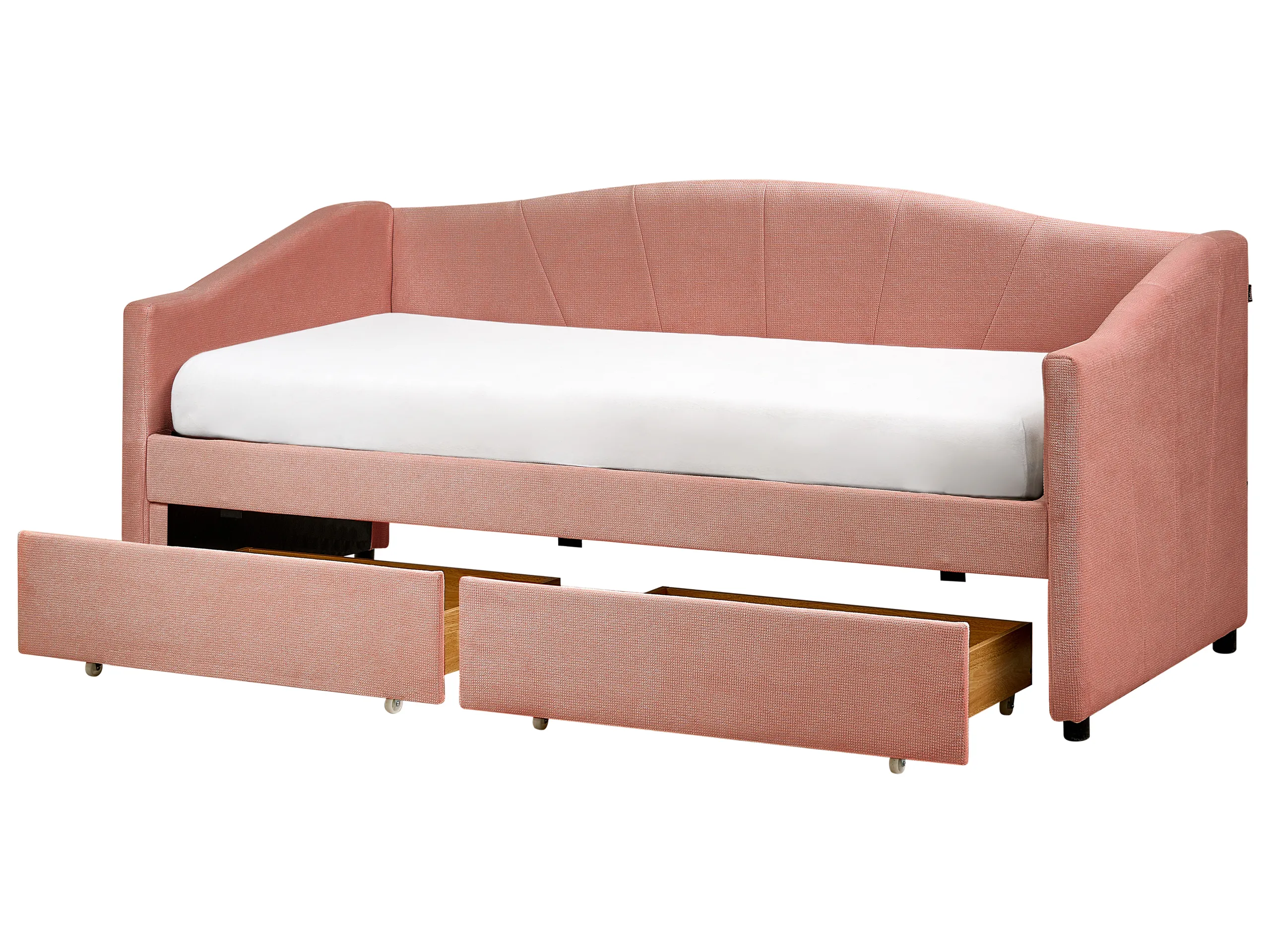 Cama con almacenaje Tela VITTEL 90 x 200 cm Rosa