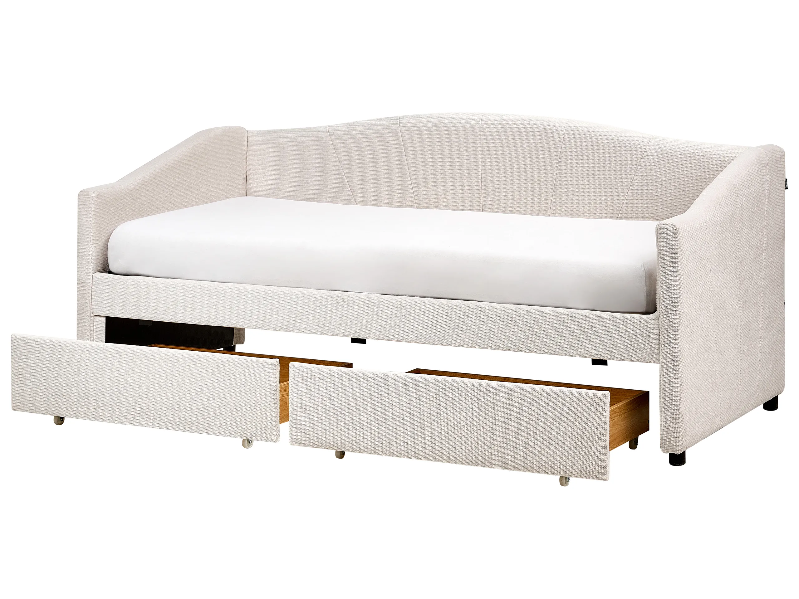 Cama con almacenaje Tela VITTEL 90 x 200 cm Beige claro
