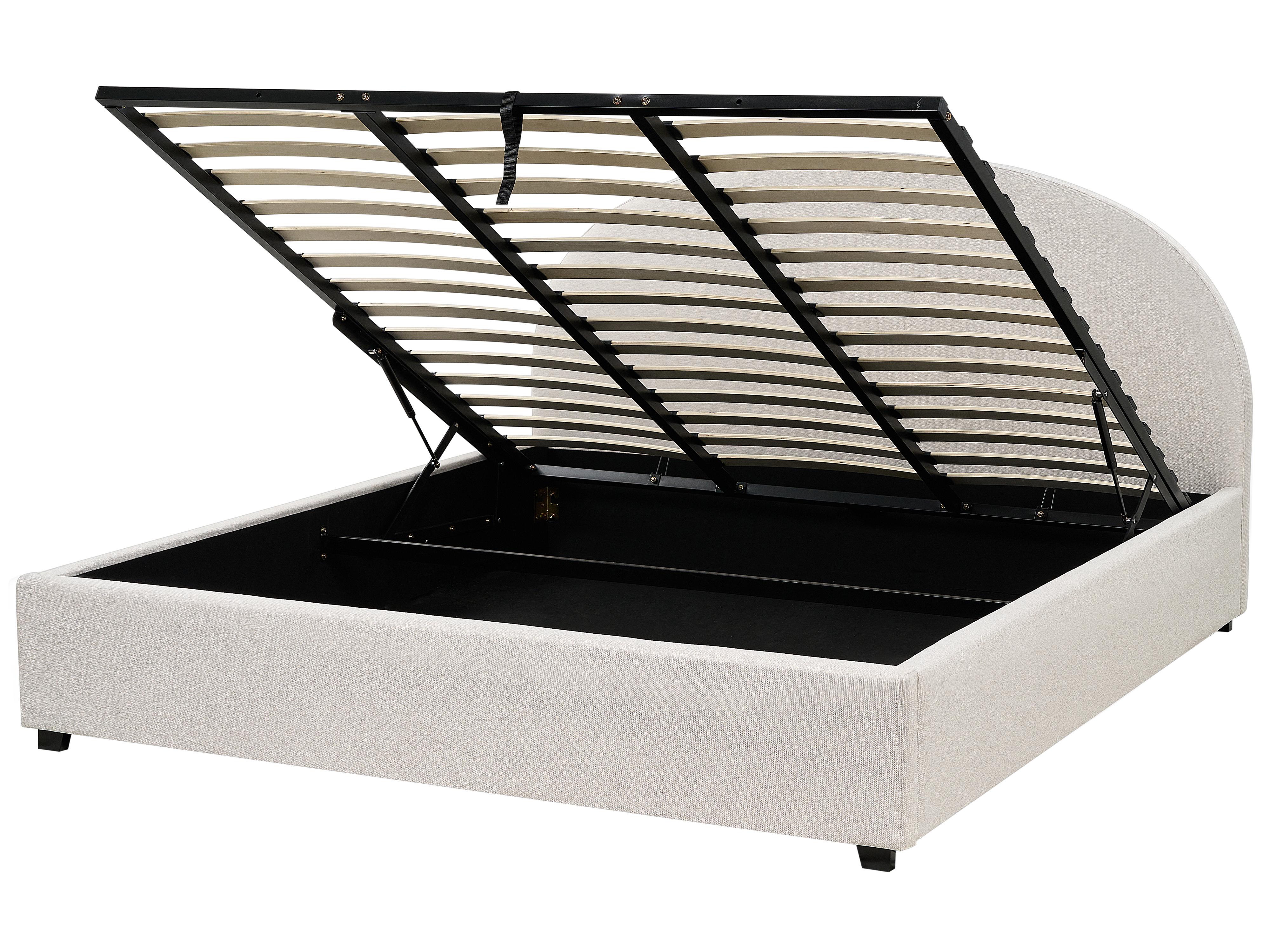 Cama con almacenaje Tela VAUCLUSE 180 x 200 cm Beige claro