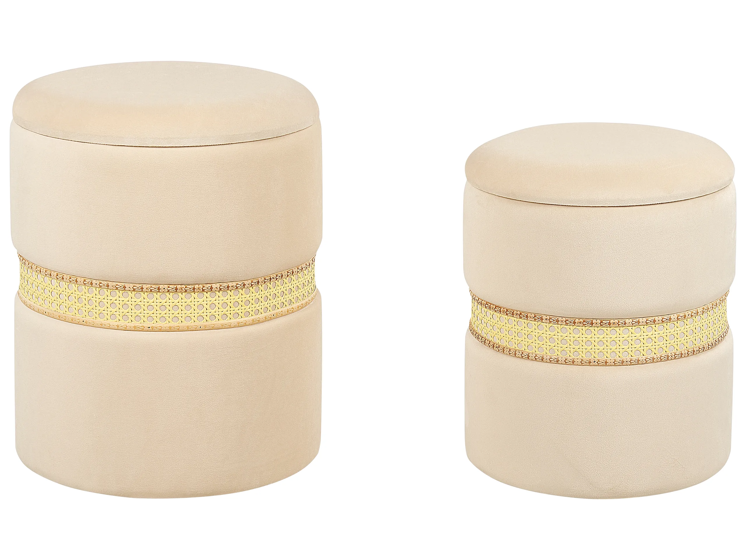 Conjunto de 2 pufs con almacenaje MEDFORD Terciopelo Beige claro