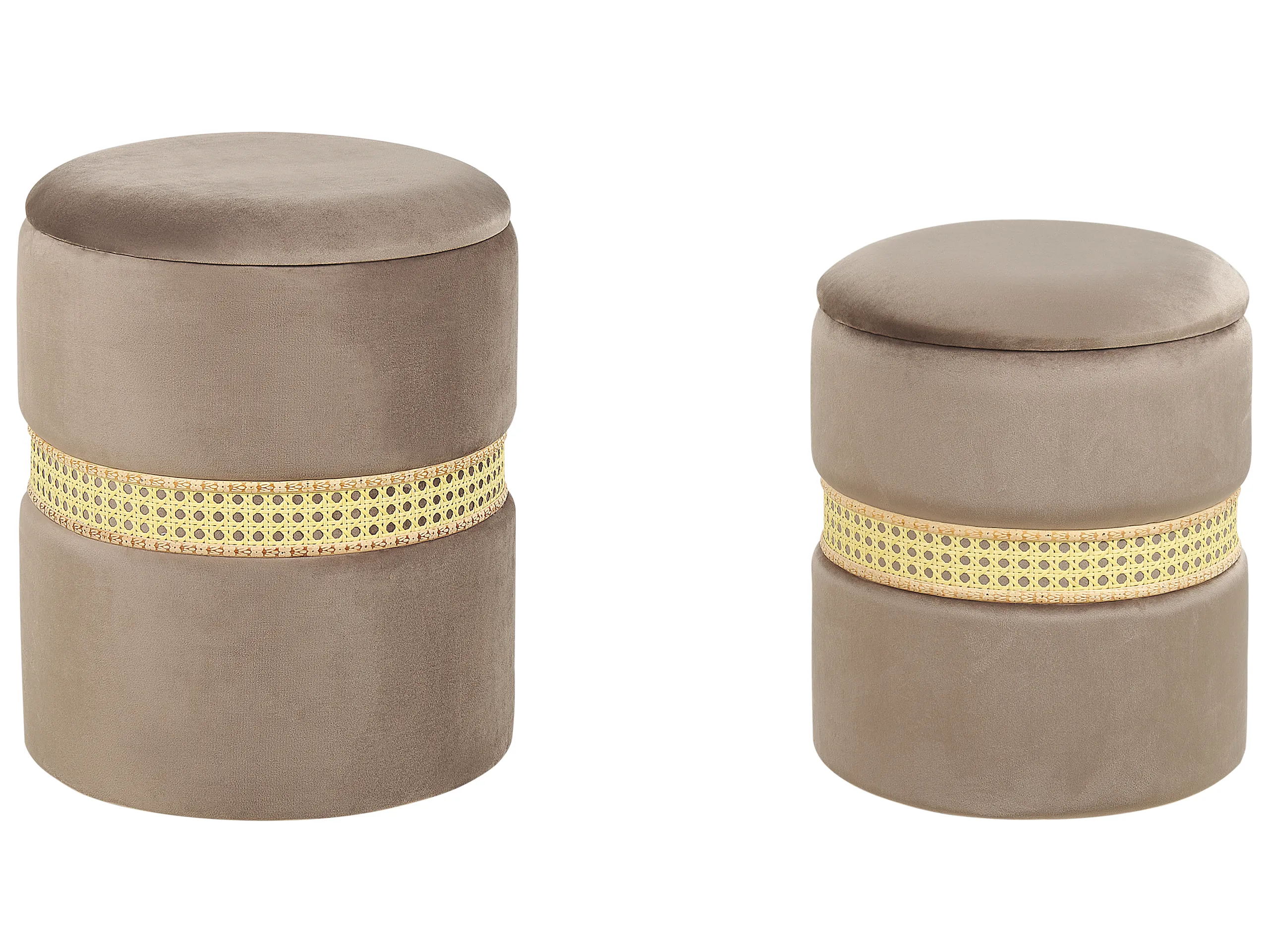 Conjunto de 2 pufs con almacenaje MEDFORD Terciopelo Gris pardo