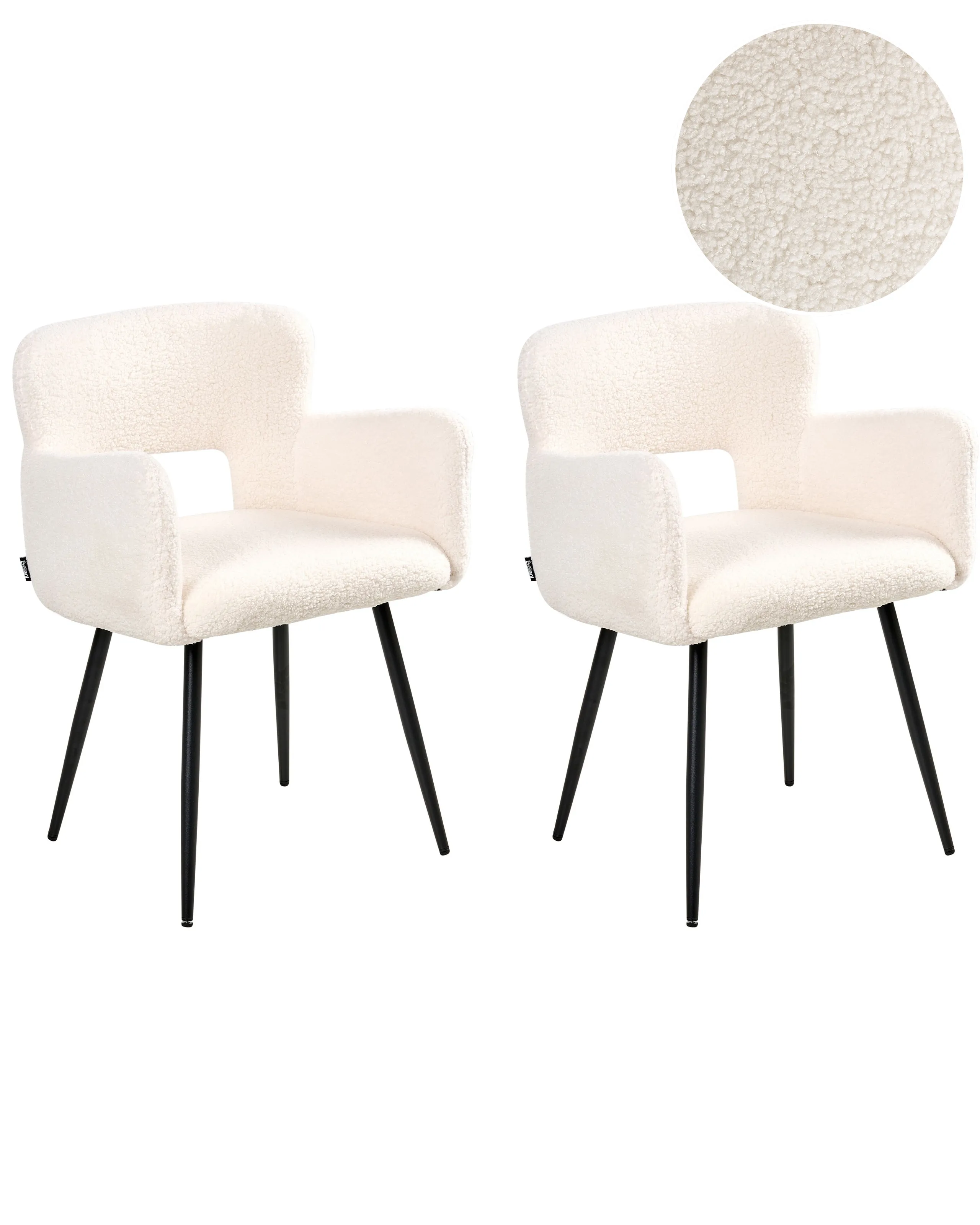 Conjunto de 2 sillas de comedor SANILAC Bouclé Blanco