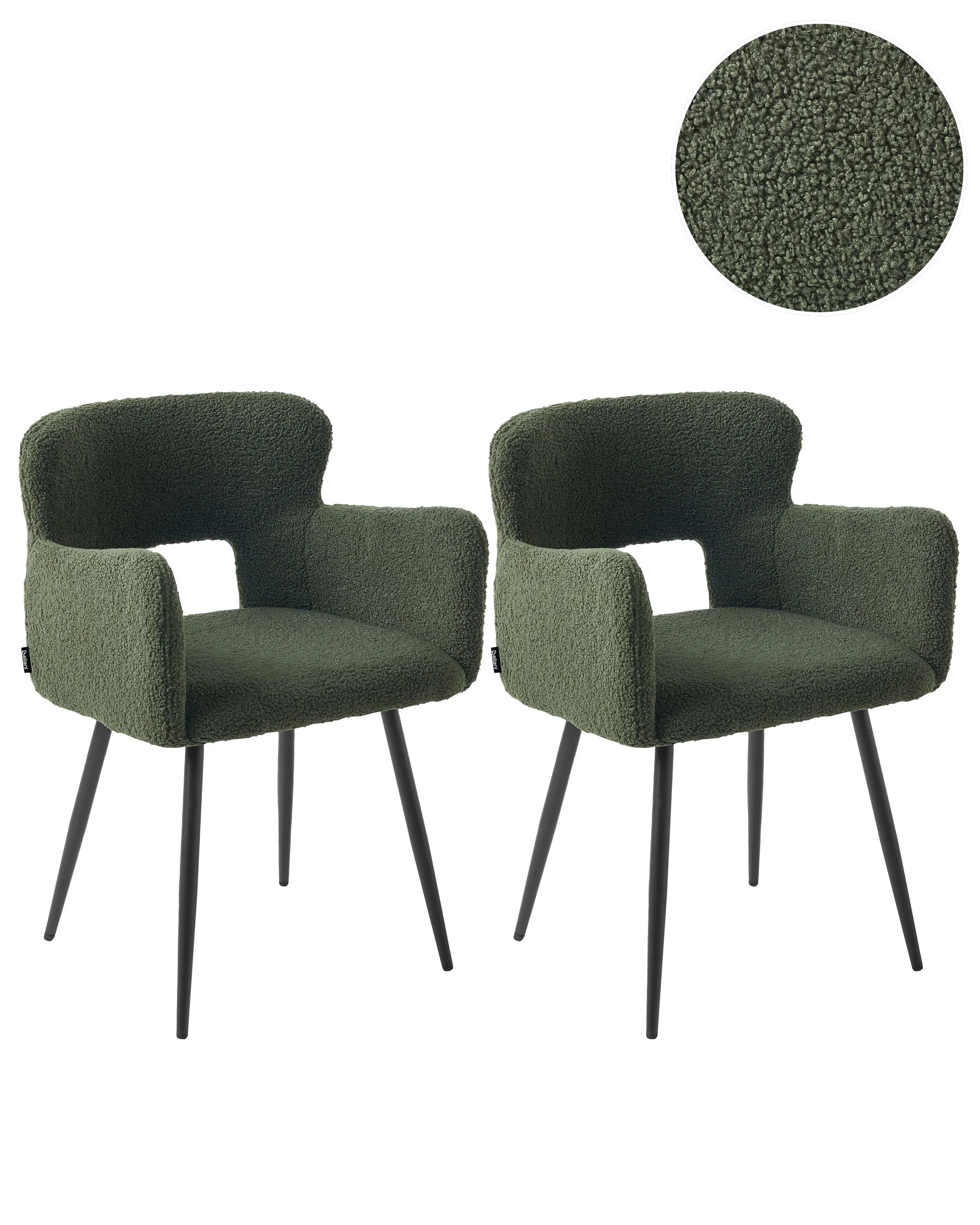 Conjunto de 2 sillas de comedor SANILAC Bouclé Verde oscuro