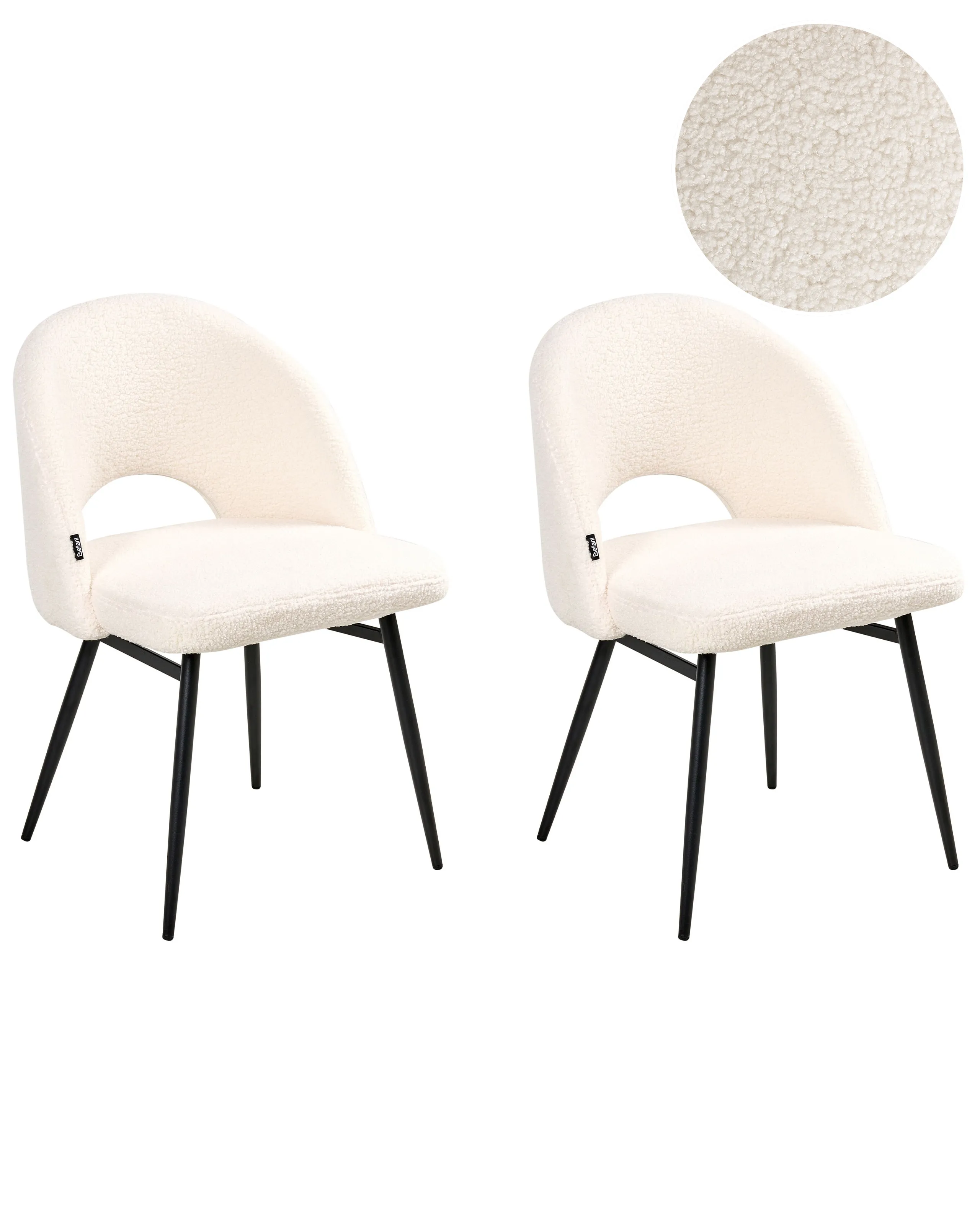 Conjunto de 2 sillas de comedor ONAGA Bouclé Blanco